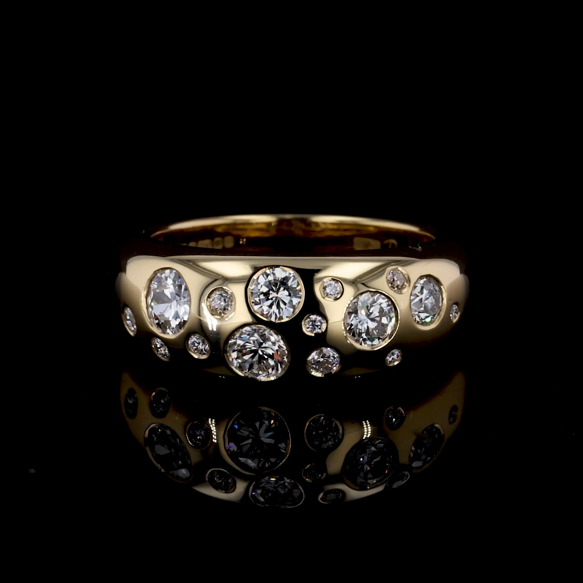 Stellar Brilliant Cut 0.95ct Diamond Bombé Ring in 18ct Yellow Gold