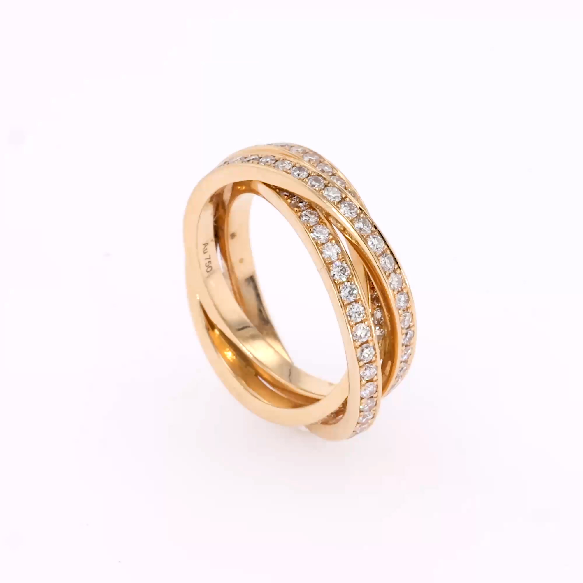 Trilogy Three-Row Diamond Ring 1.59ct in 18ct Rose Gold