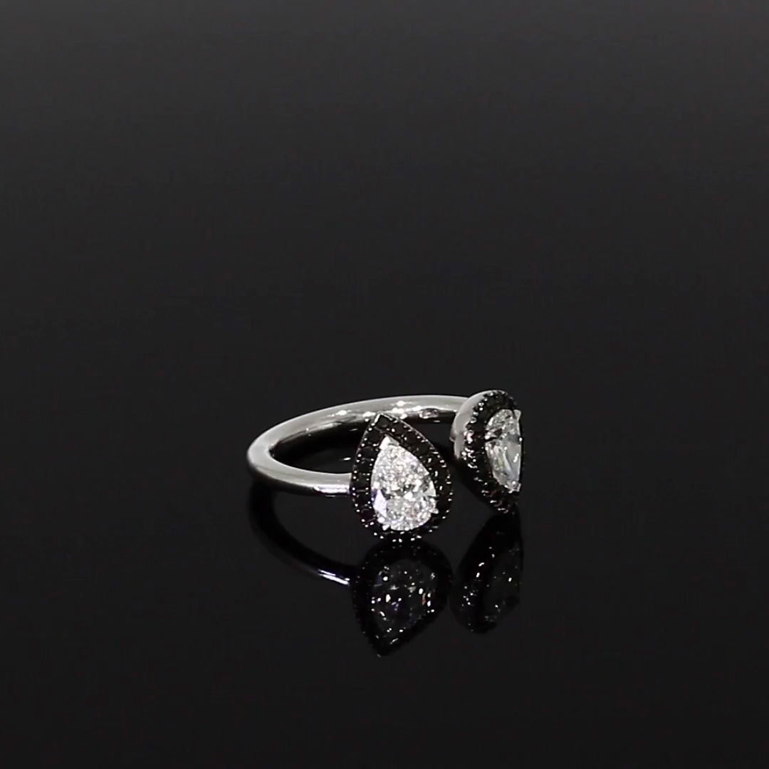 Skinny B Pear Shaped Diamond Ring 1.32ct in White Gold