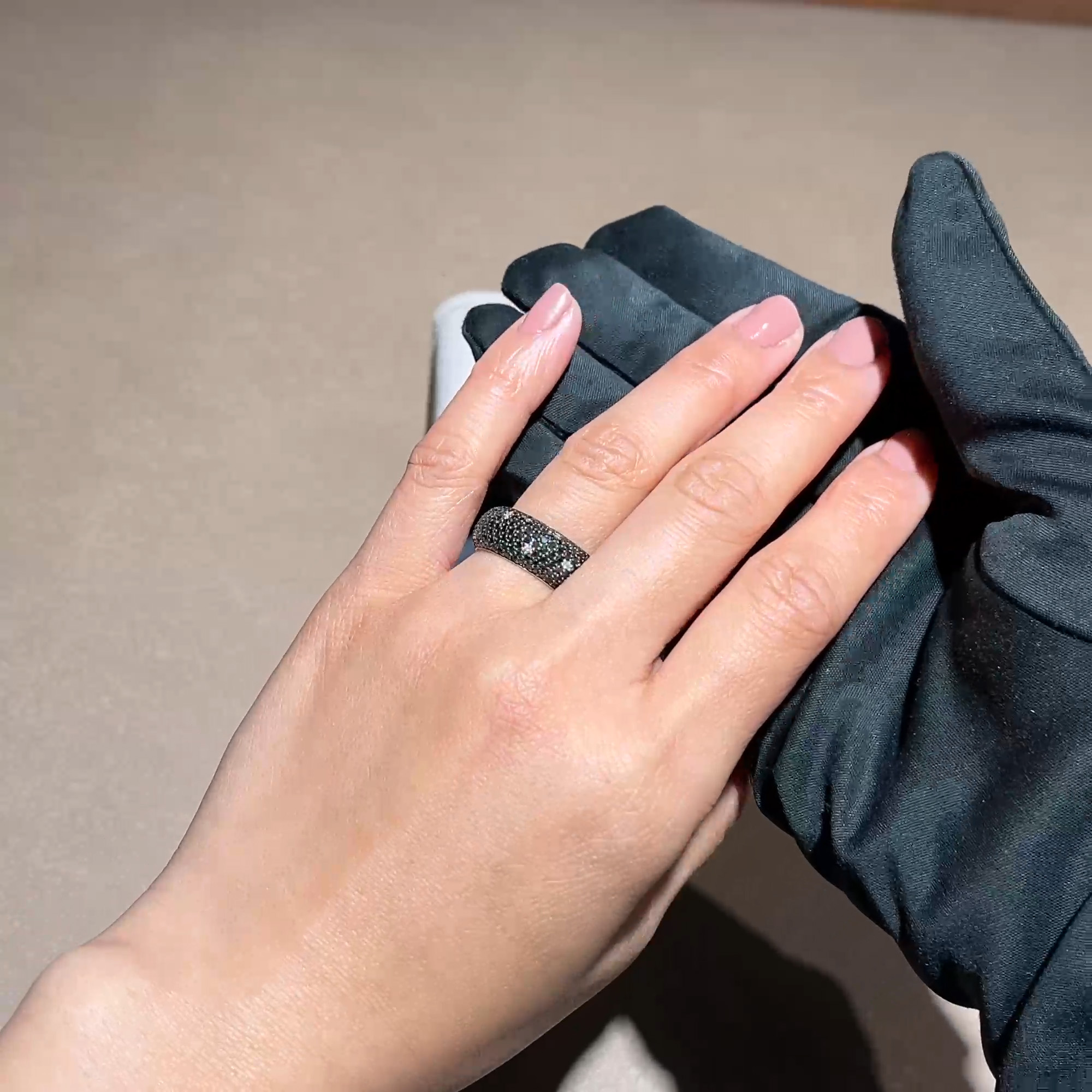 Wide White and Black Diamond Midnight Dress Ring in 18ct White Gold