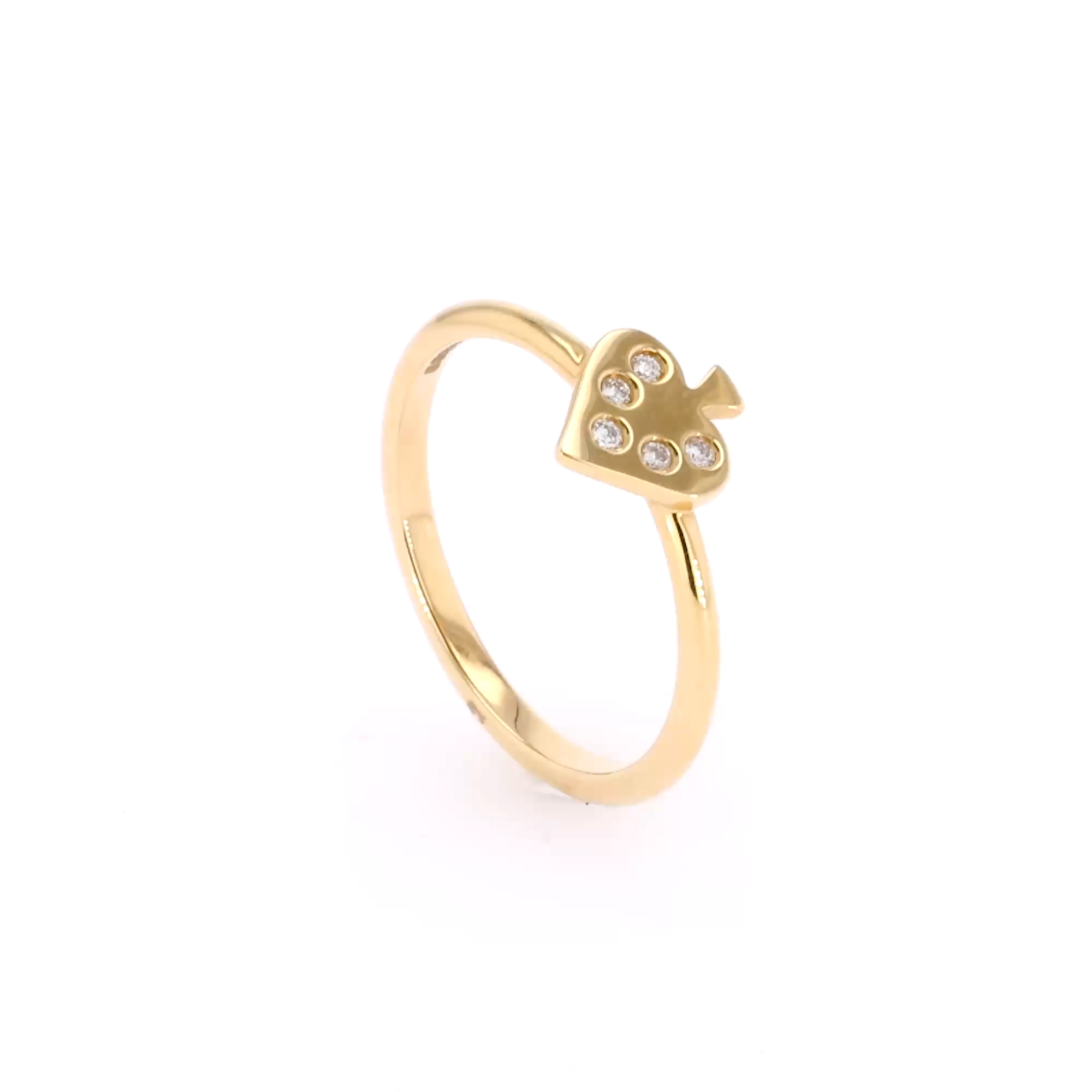 Brilliant Cut Diamond LadyLuck Spade Ring in 18ct Yellow Gold