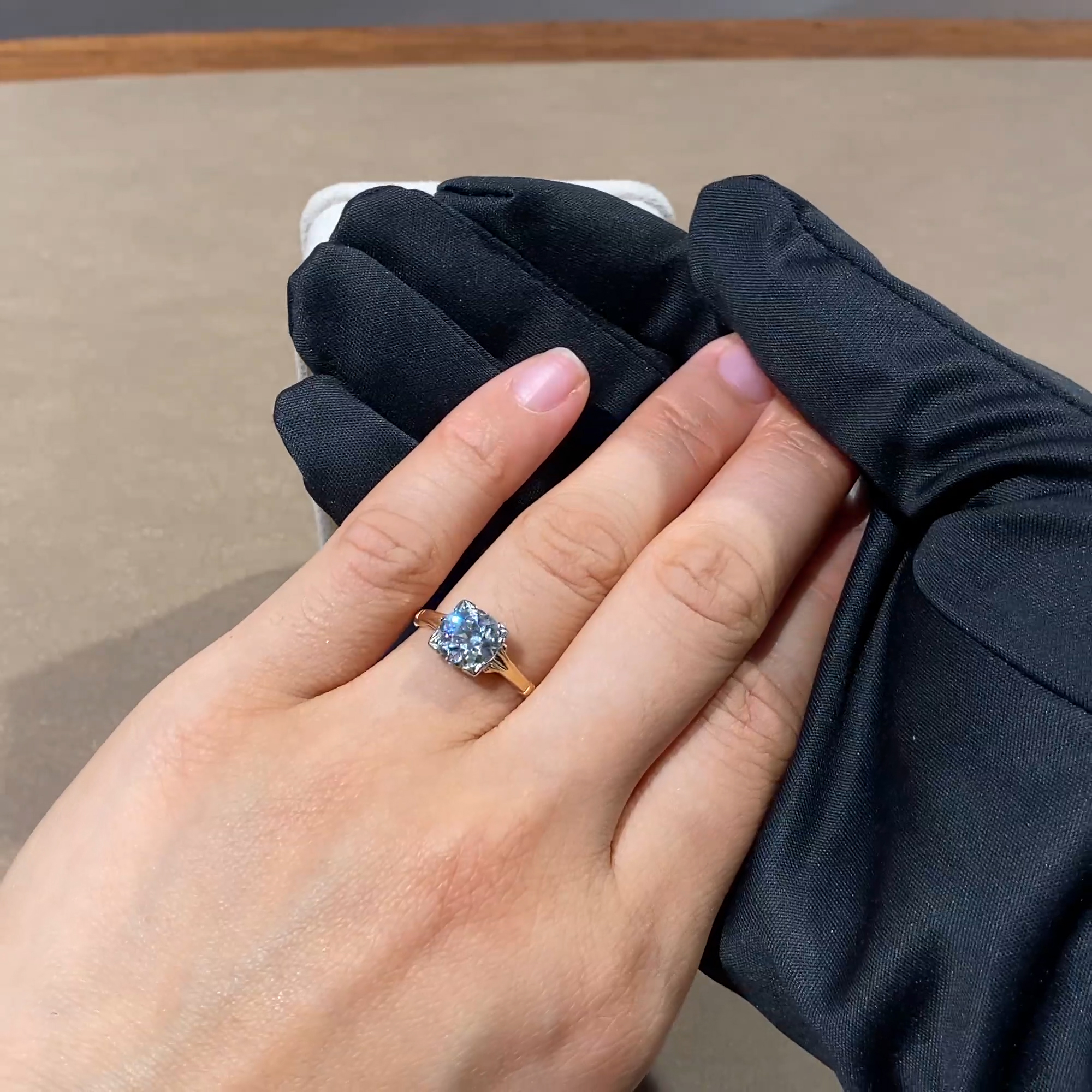 Old Cut 1.78ct Diamond Solitaire Ring in 14ct Rose Gold and Platinum
