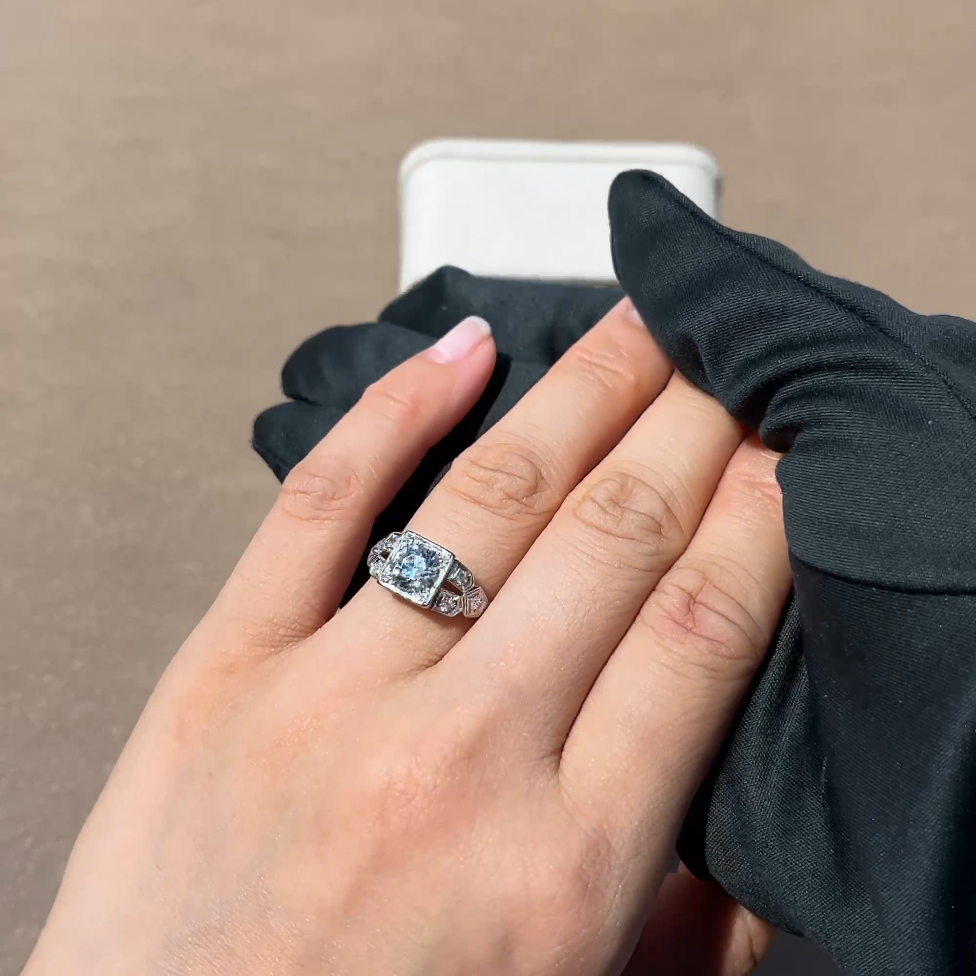 Art Deco Inspired 1.25ct Diamond Cluster Ring in Platinum