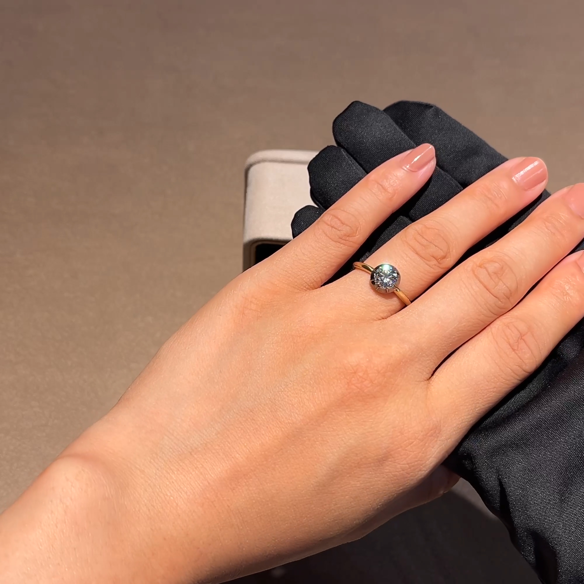 Brilliant Cut 1.01ct Diamond Cut-Down Set Ring in 18ct Yellow and White Gold