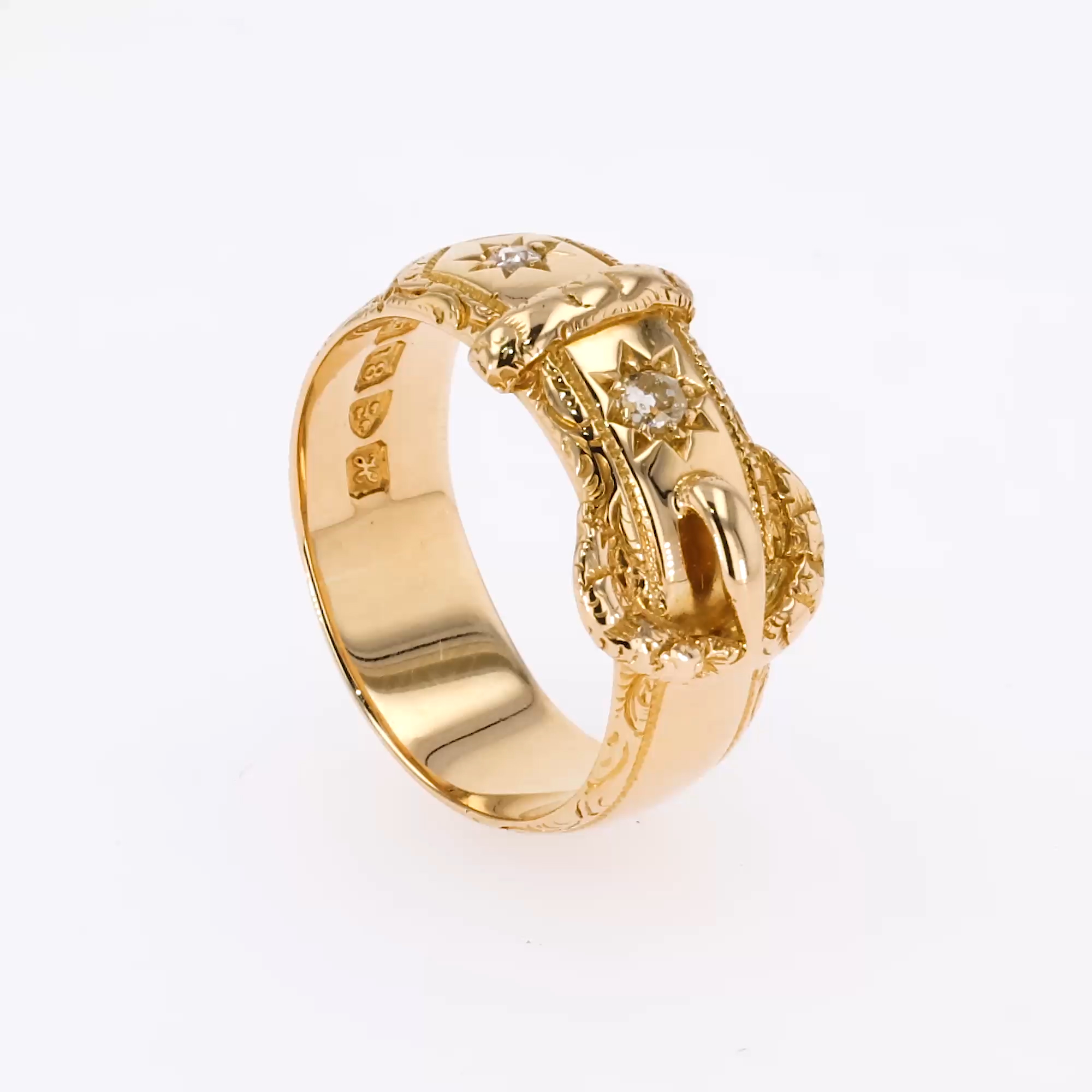 Edwardian Diamond Buckle Ring in 18ct Yellow Gold