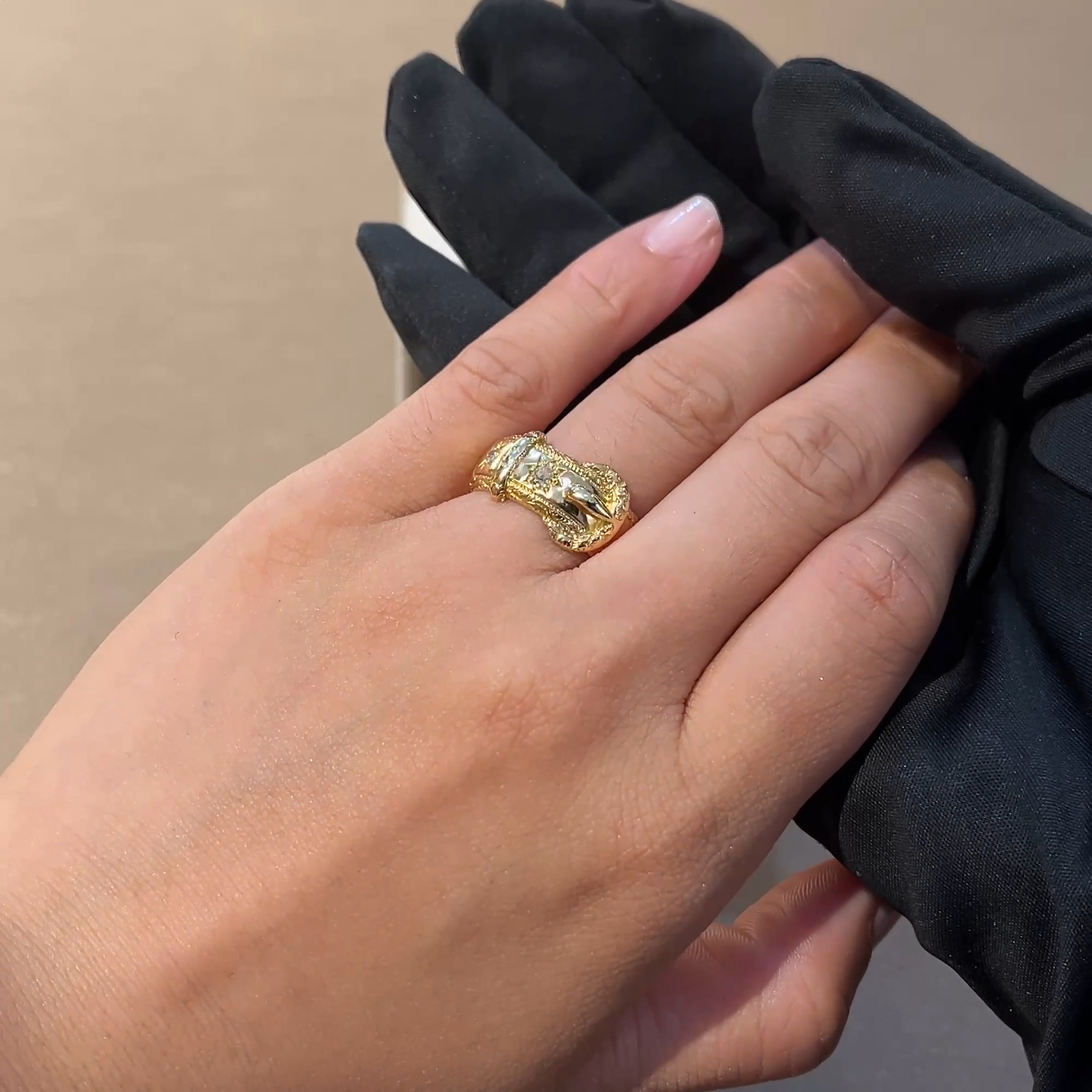 Edwardian Diamond Buckle Ring in 18ct Yellow Gold