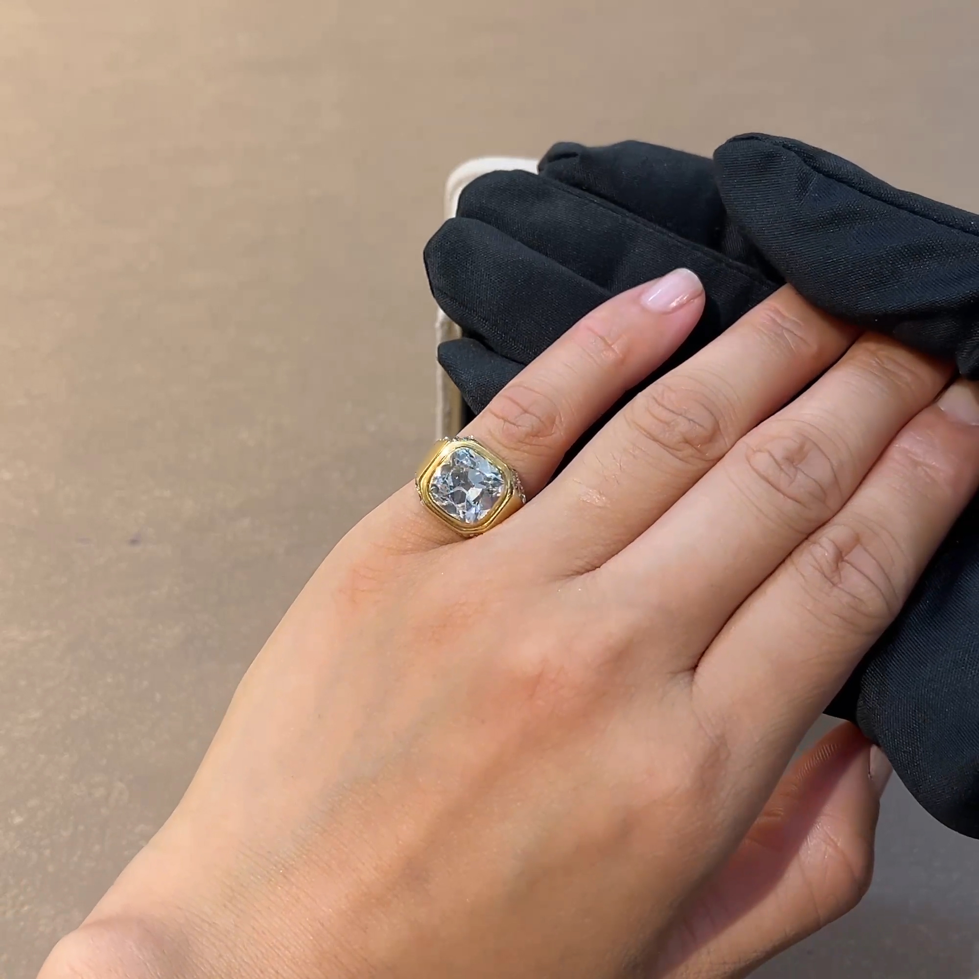 1960s Bvlgari 4.60ct Diamond Trombino Ring in 18ct Yellow Gold