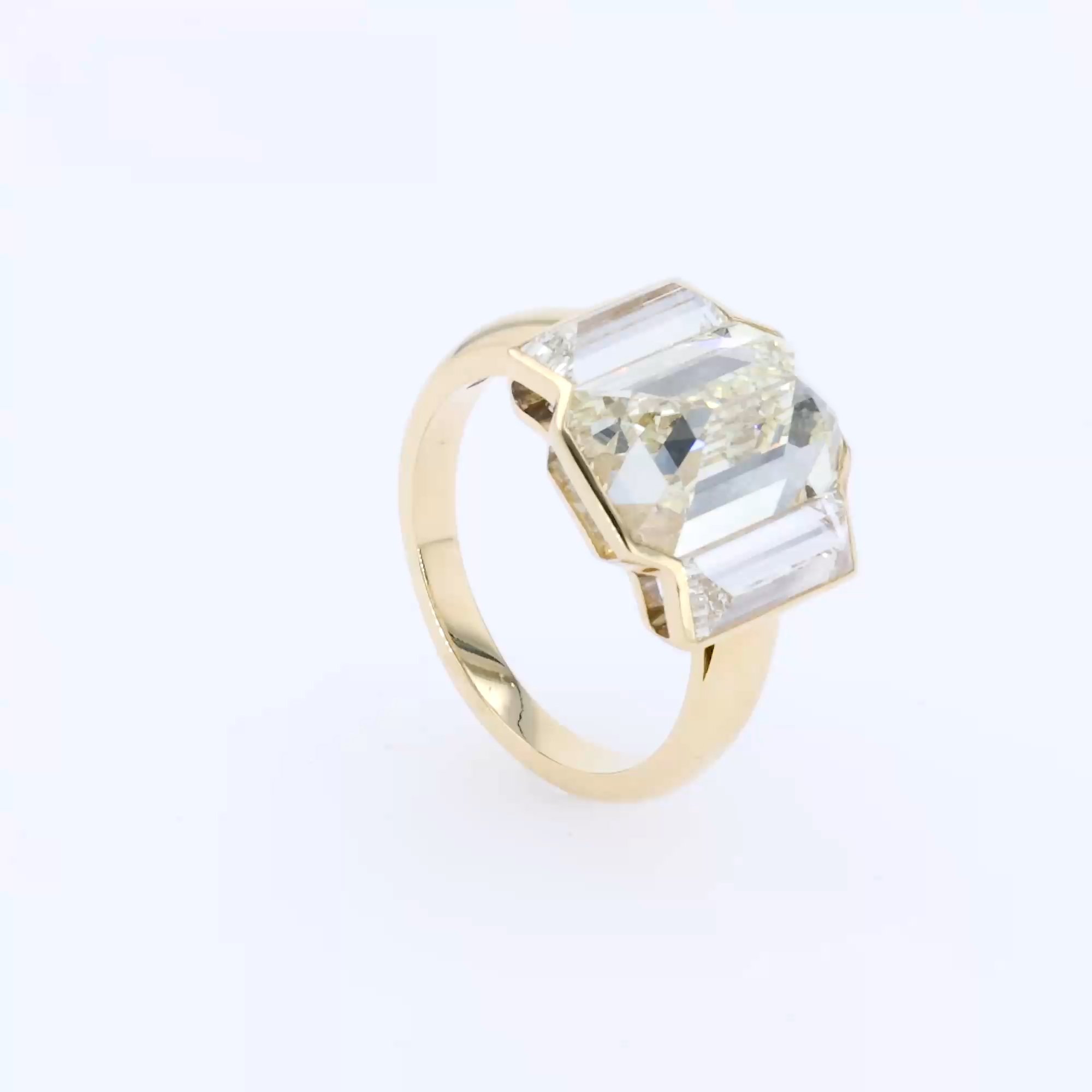 Kingdom 5.25ct Inverted Emerald Cut Diamond Ring in 18ct Yellow Gold