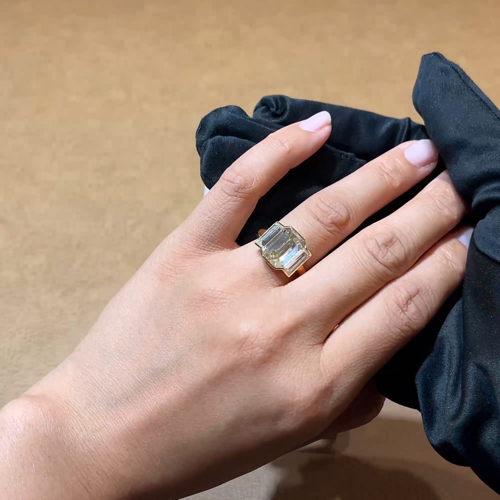 Kingdom 5.25ct Inverted Emerald Cut Diamond Ring in 18ct Yellow Gold