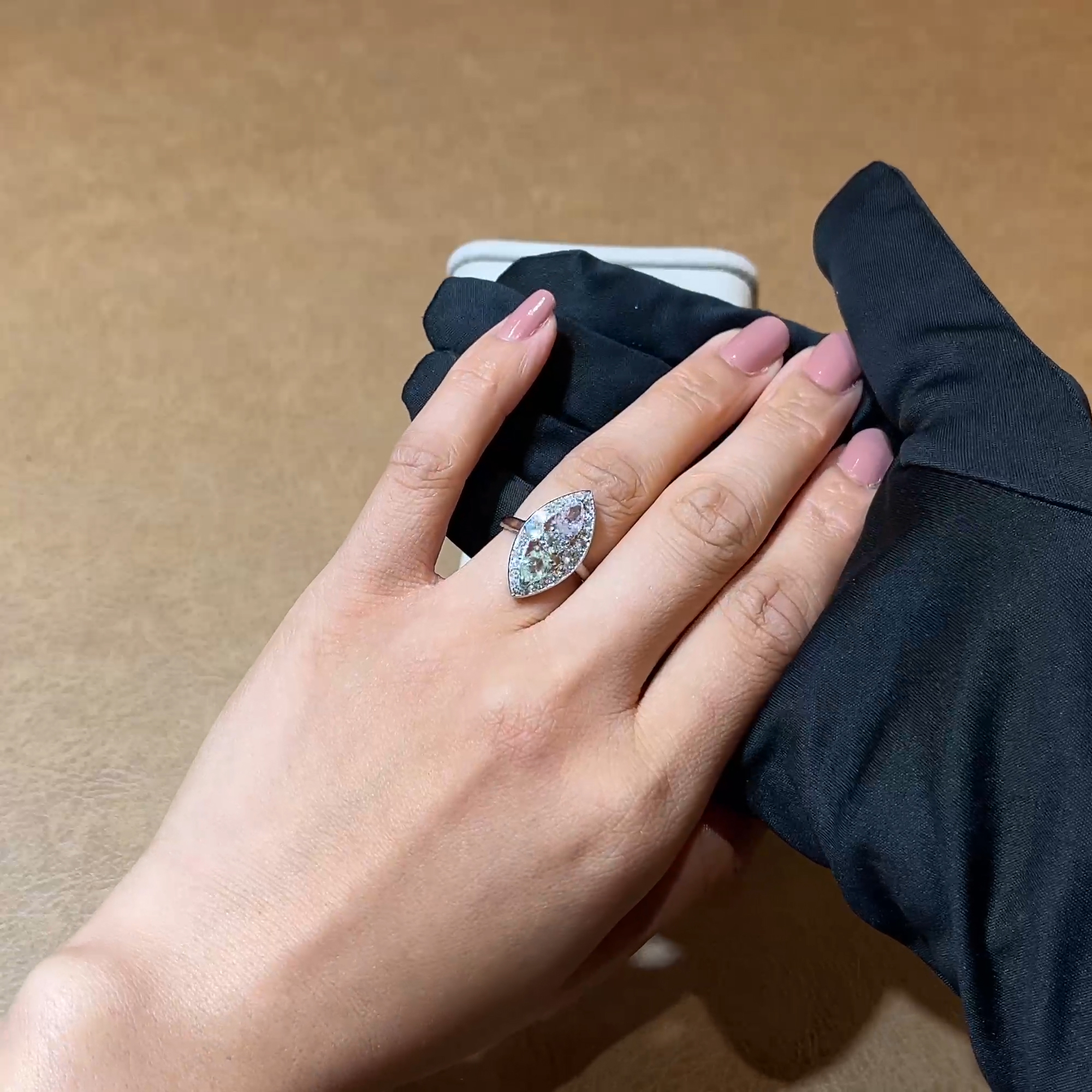 Art Deco Cartier Pear Shaped Fancy Coloured Diamond Ring in Platinum