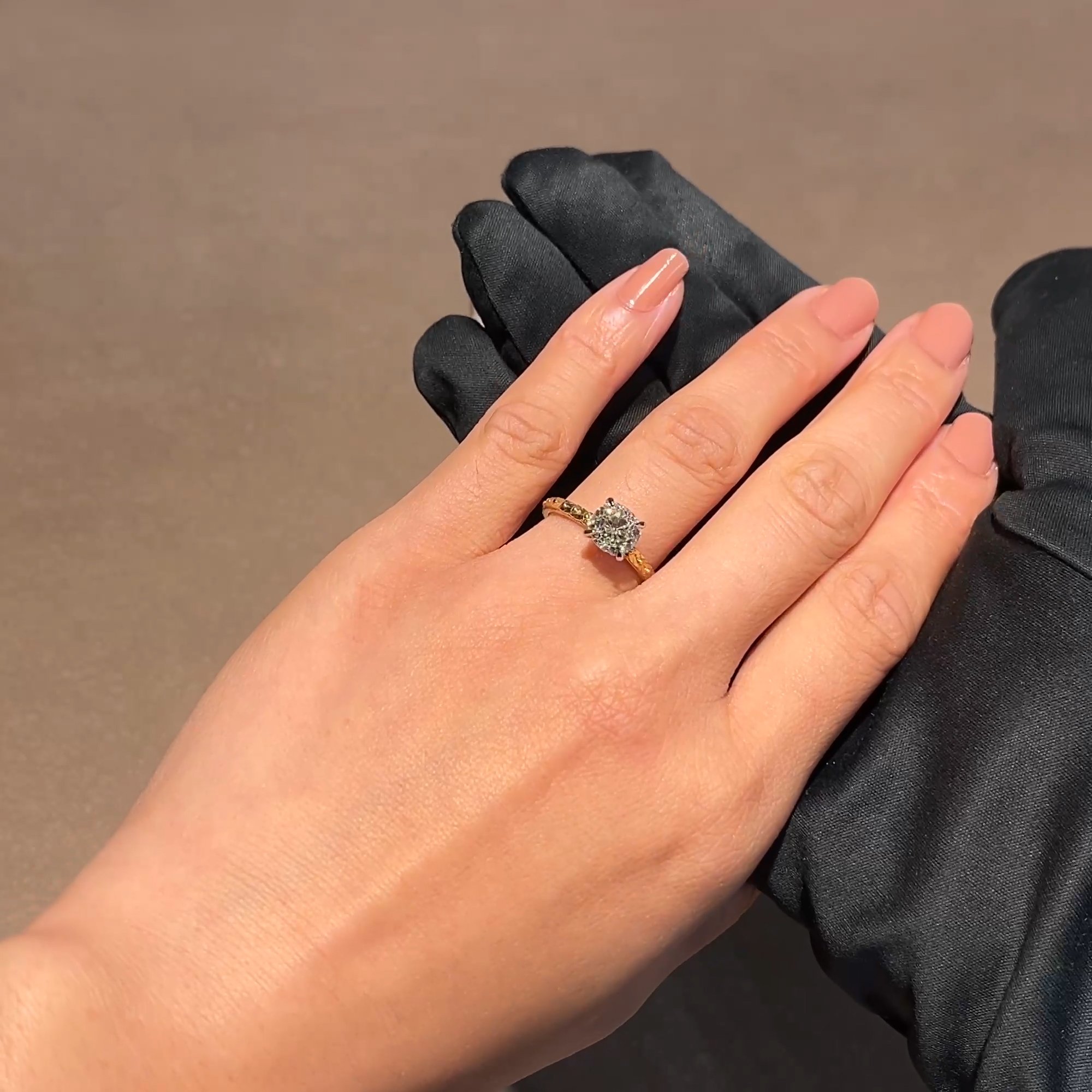 Apple Blossom 1.79ct Antique Cushion Cut Diamond Ring in 18ct Yellow Gold and Platinum