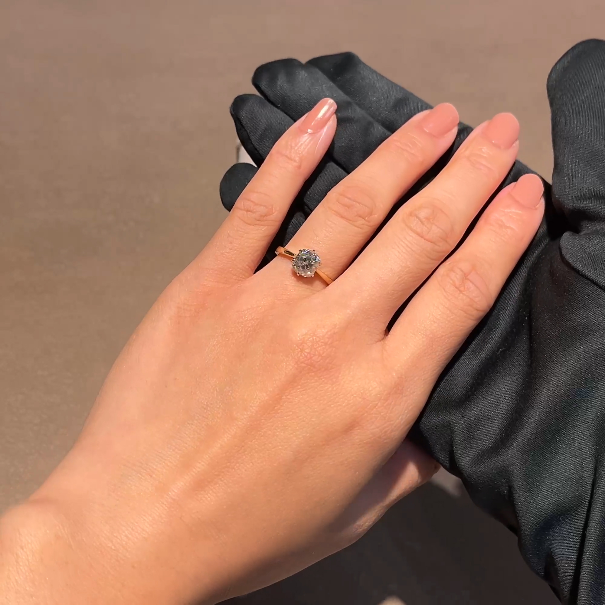  Cushion Cut 1.72ct Diamond Six Claw Ring in 18ct Yellow Gold and Platinum