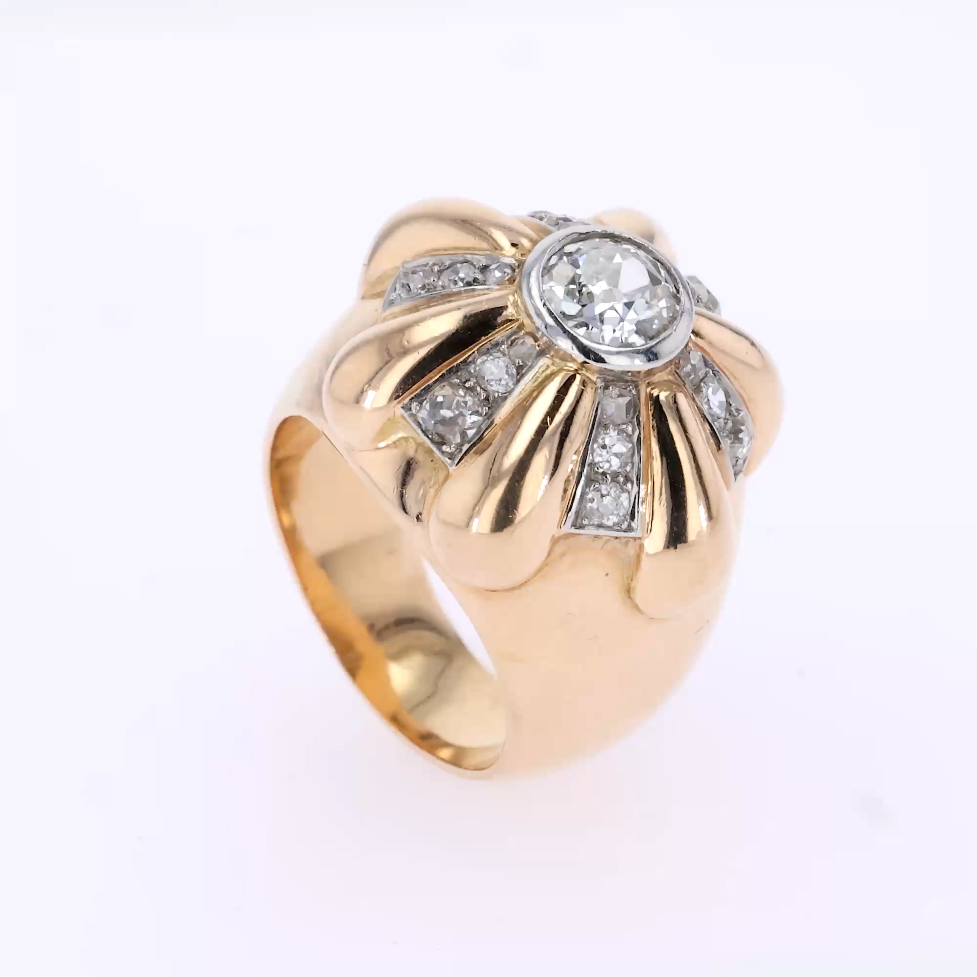 Old Mine Cut Diamond Ring in 18ct Rose Gold