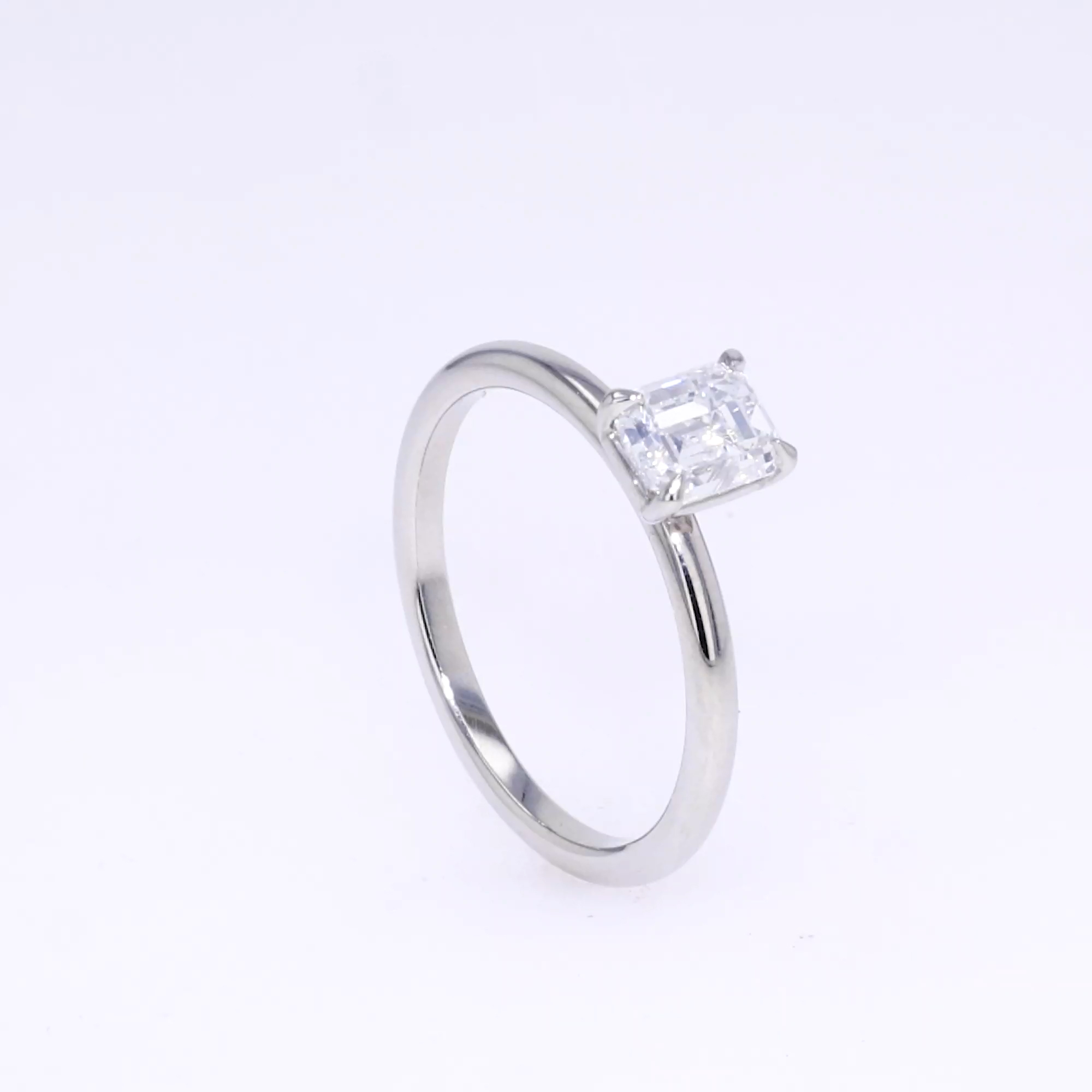 Diamond Solitaire Ring 0.93ct in Platinum - Emerald Cut, Claw Set ...