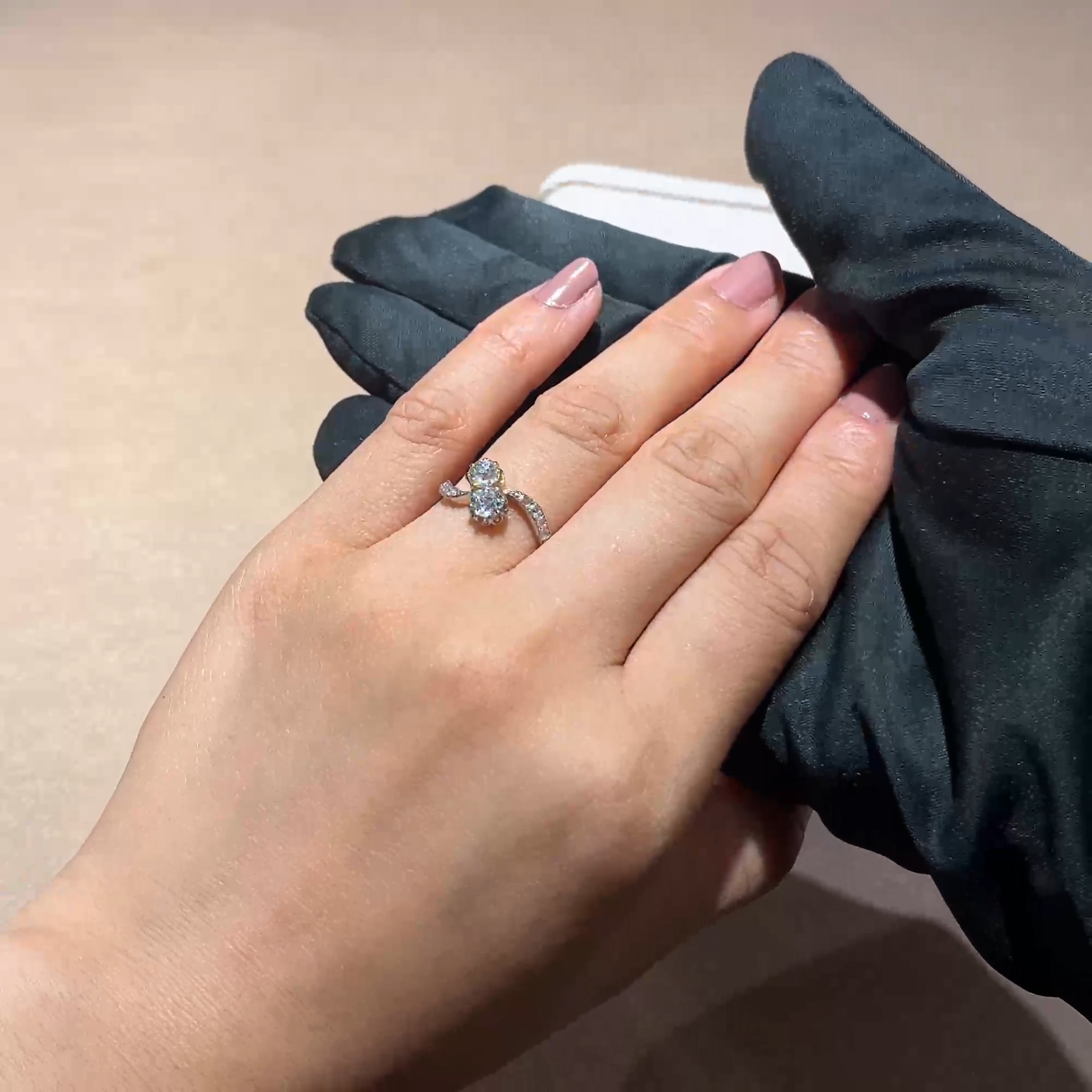 Old European Cut 0.80ct Diamond Toi Et Moi Ring in 18ct Yellow Gold