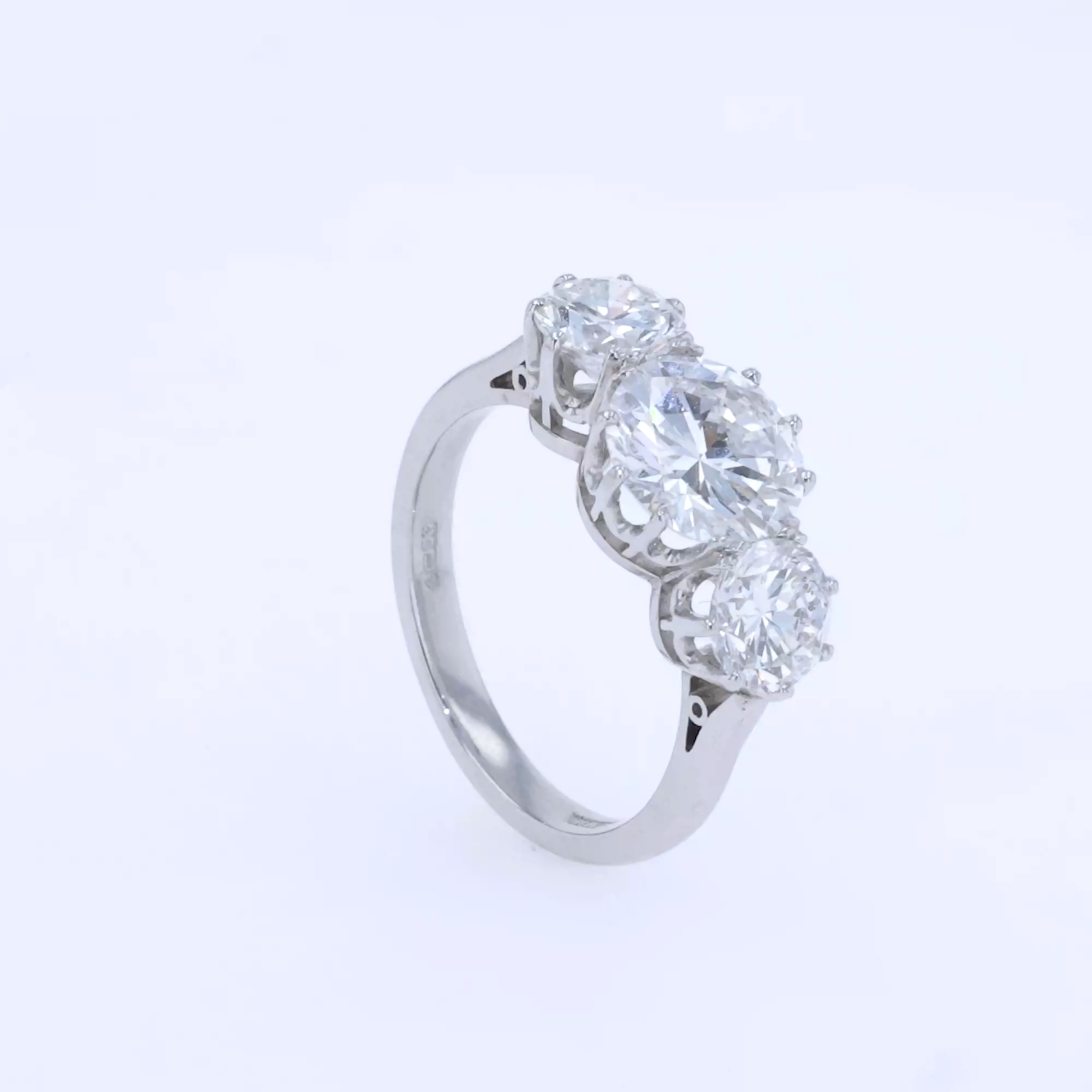 Brilliant Cut 3.73ct Diamond Three Stone Ring in Platinum
