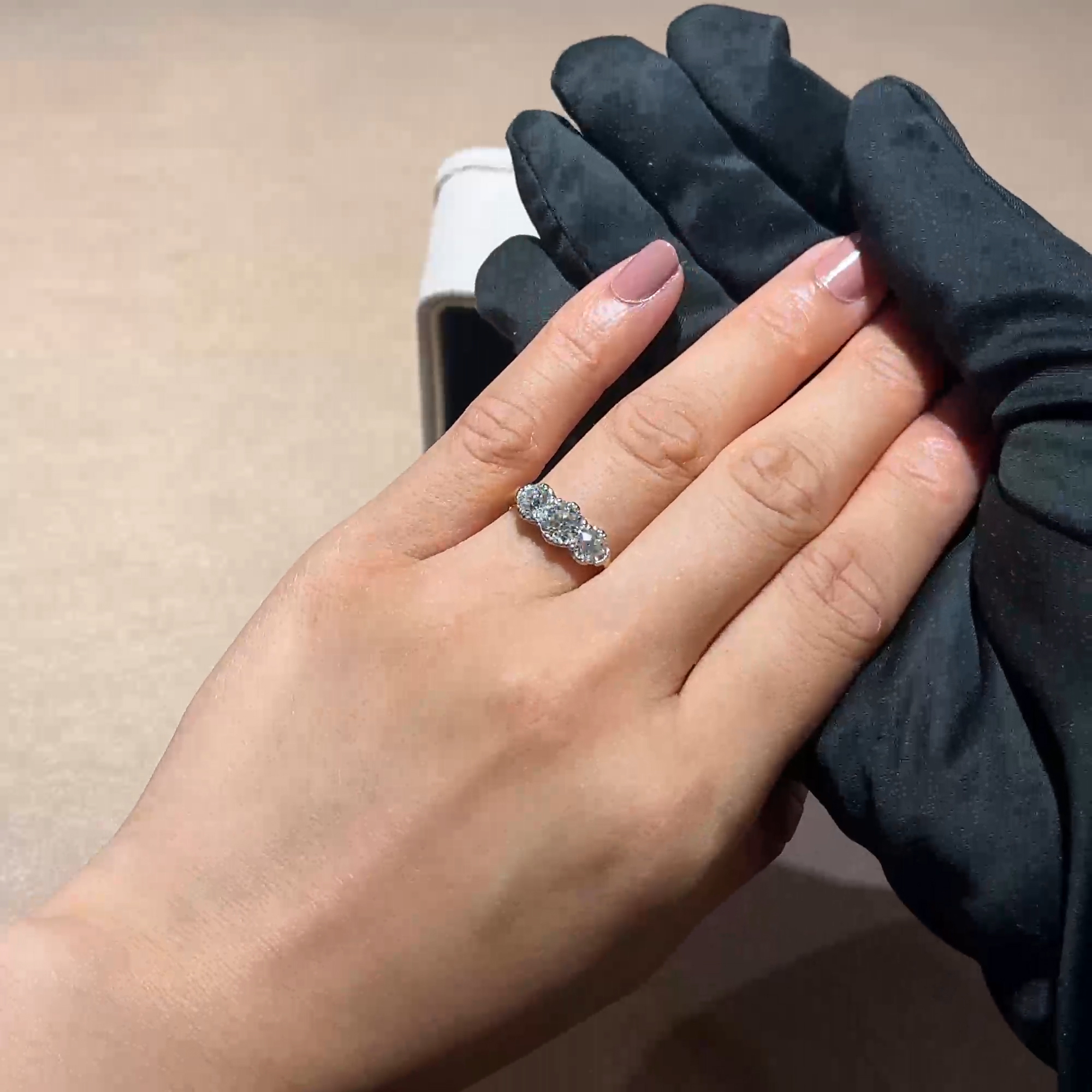 Old Cut Diamond Three Stone Ring in 18ct Yellow Gold