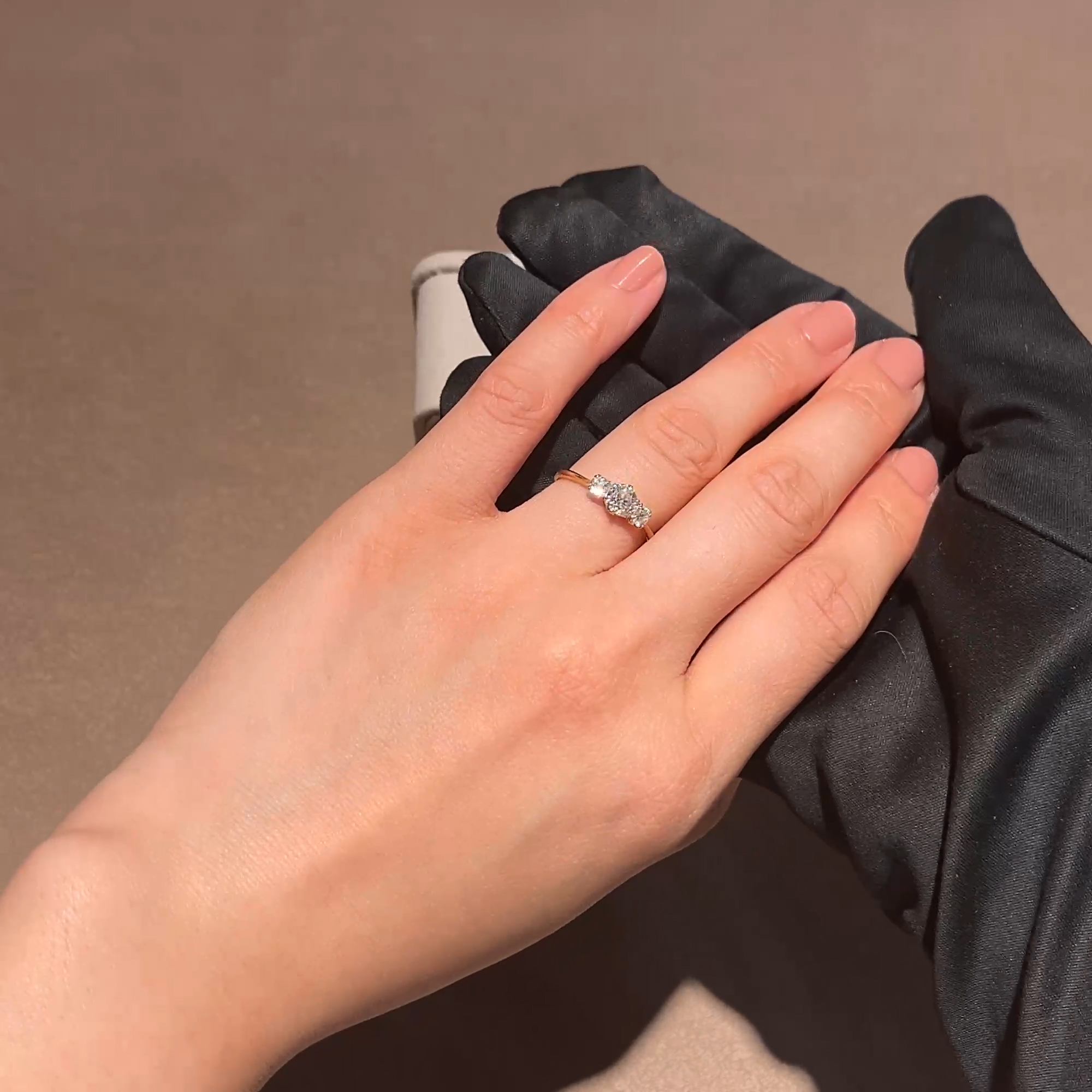 Old Cut 1.00ct Diamond Three Stone Ring in 18ct Yellow Gold and Platinum