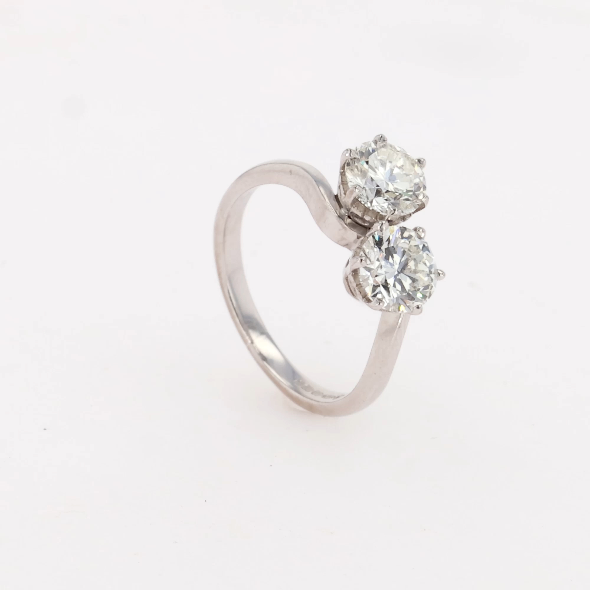 Brilliant Cut 1.95ct Diamond Toi et Moi Ring in 18ct White Gold