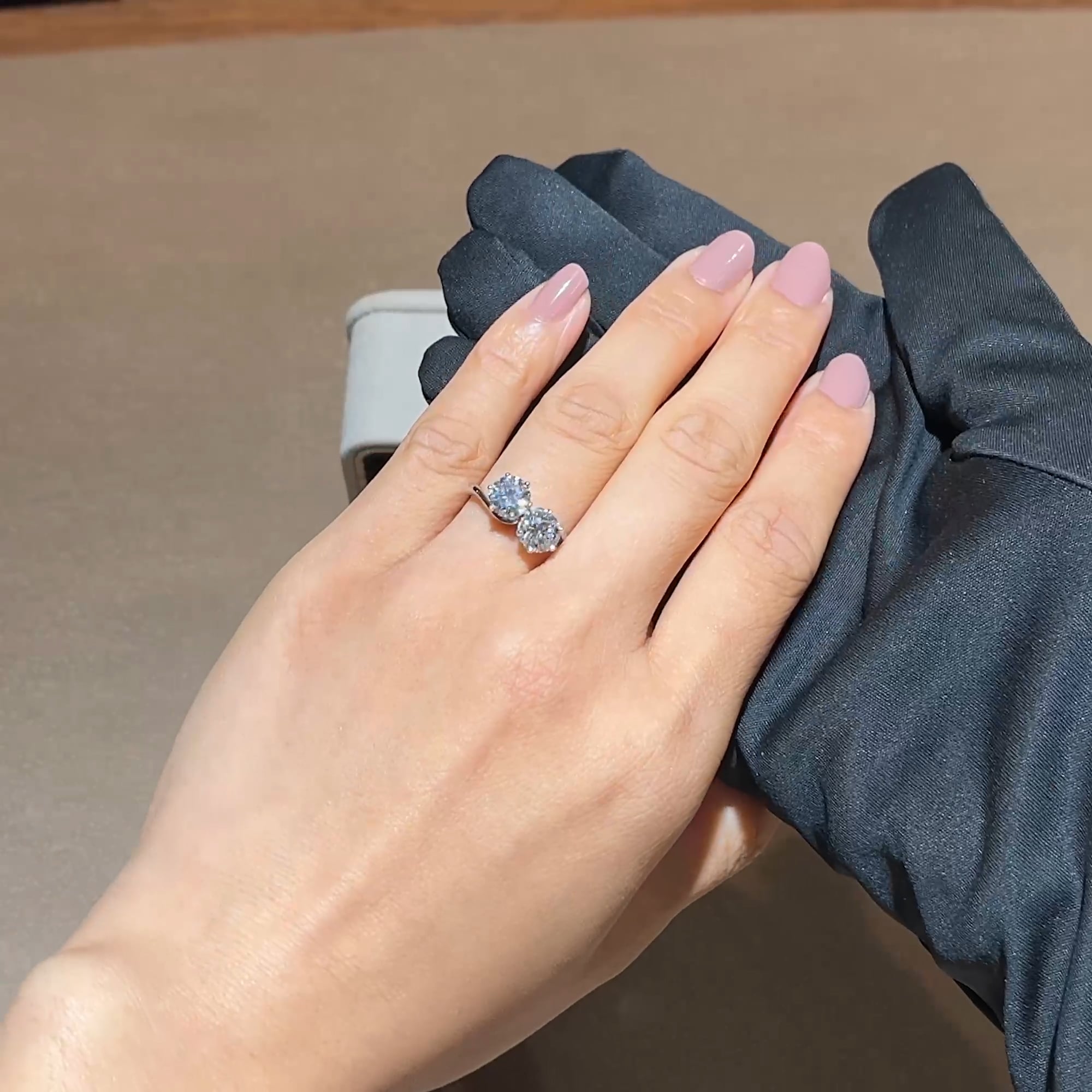Brilliant Cut 1.95ct Natural Diamond Toi et Moi Ring in 18ct White Gold
