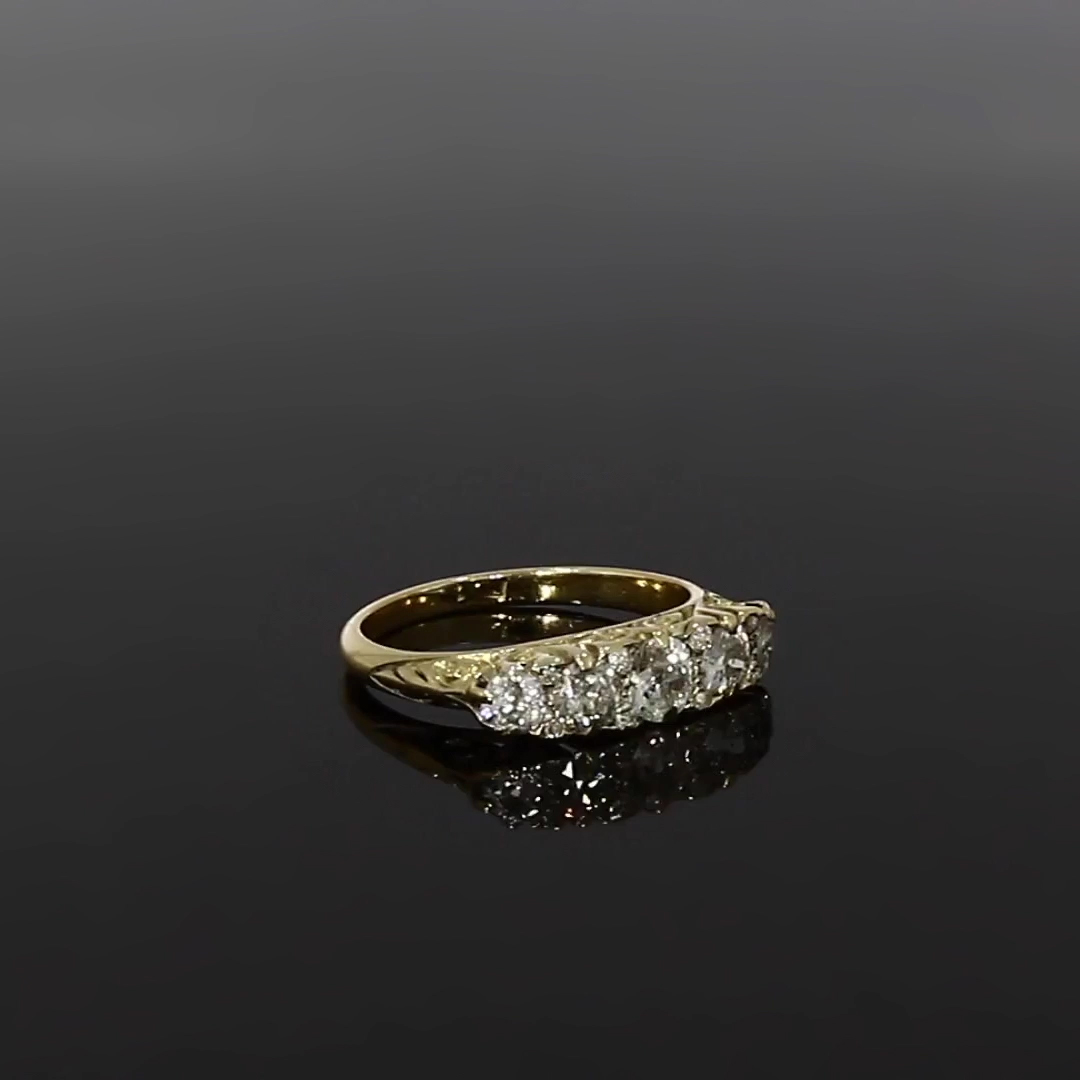 Victorian Inspired 0.78ct Diamond Five Stone Ring in 18ct Yellow Gold