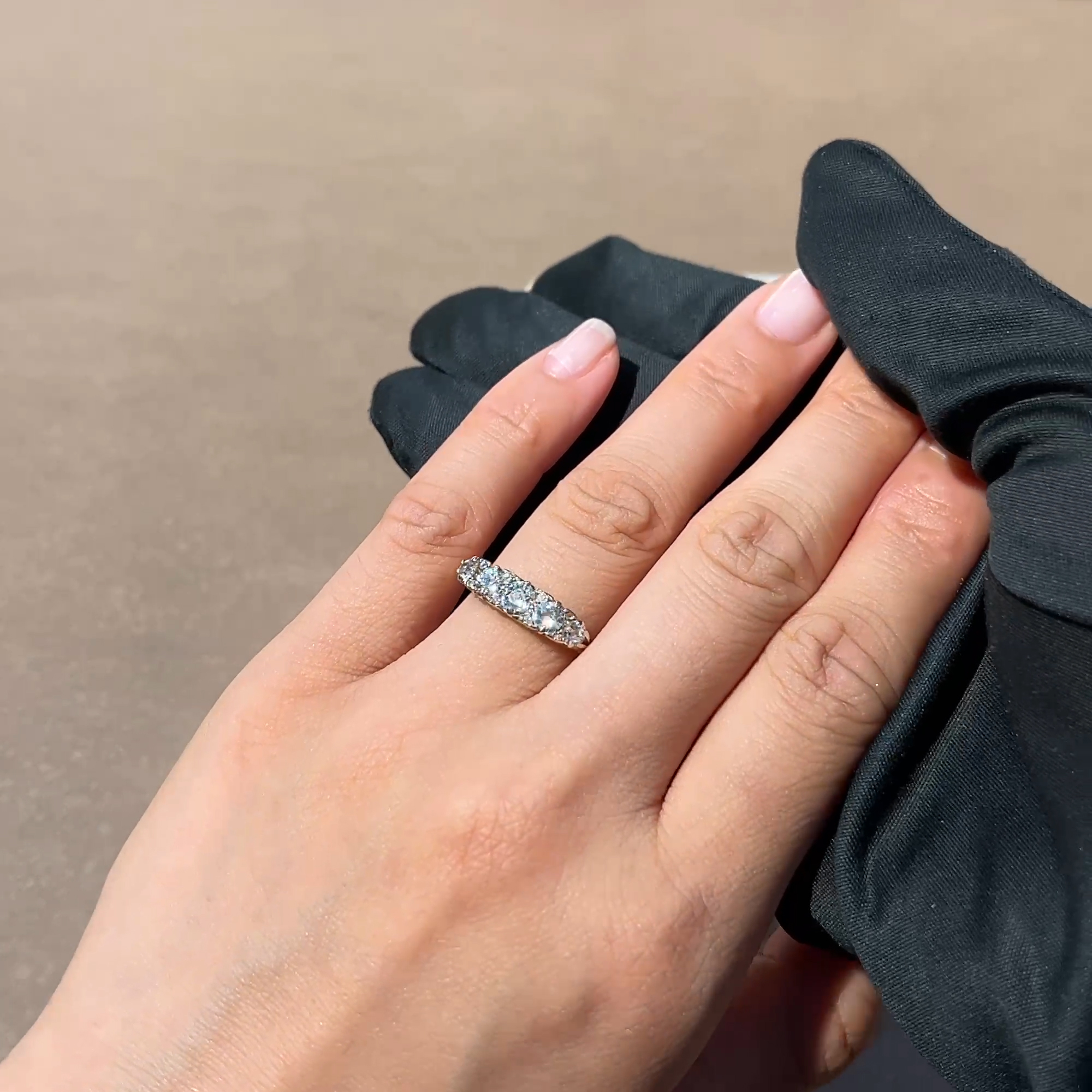 Victorian Inspired 0.78ct Diamond Five Stone Ring in 18ct Yellow Gold