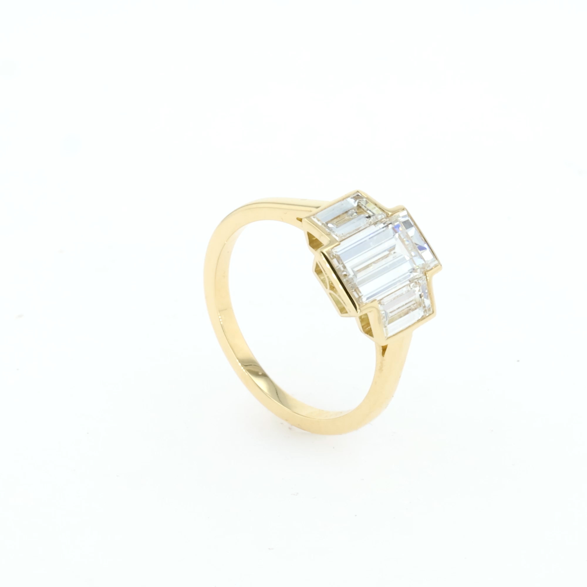 Kingdom 3.05ct Natural Diamond Three Stone Ring in 18ct Yellow Gold
