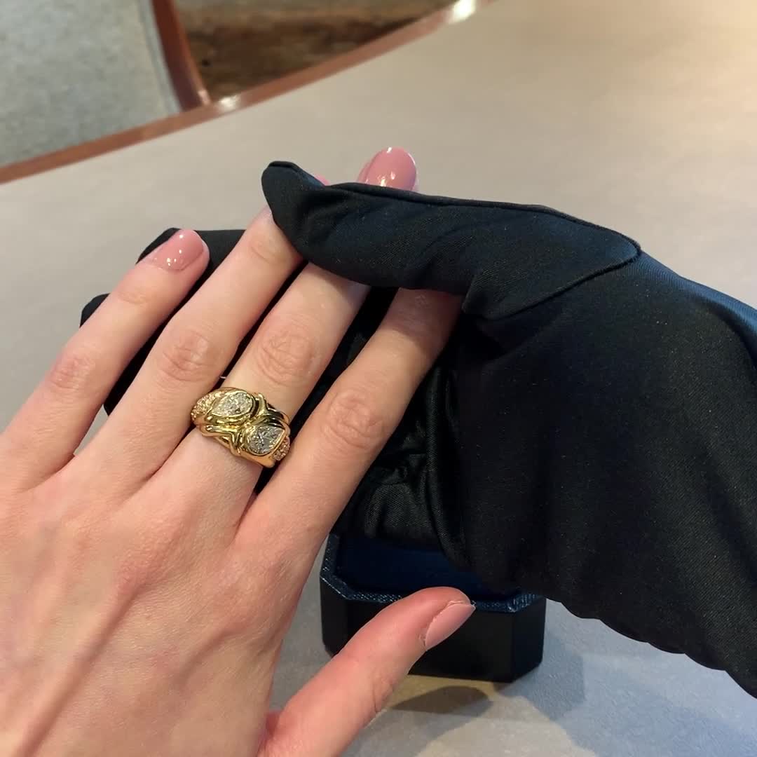 1980s Bvlgari Diamond Ring 3.72ct in 18ct Yellow Gold