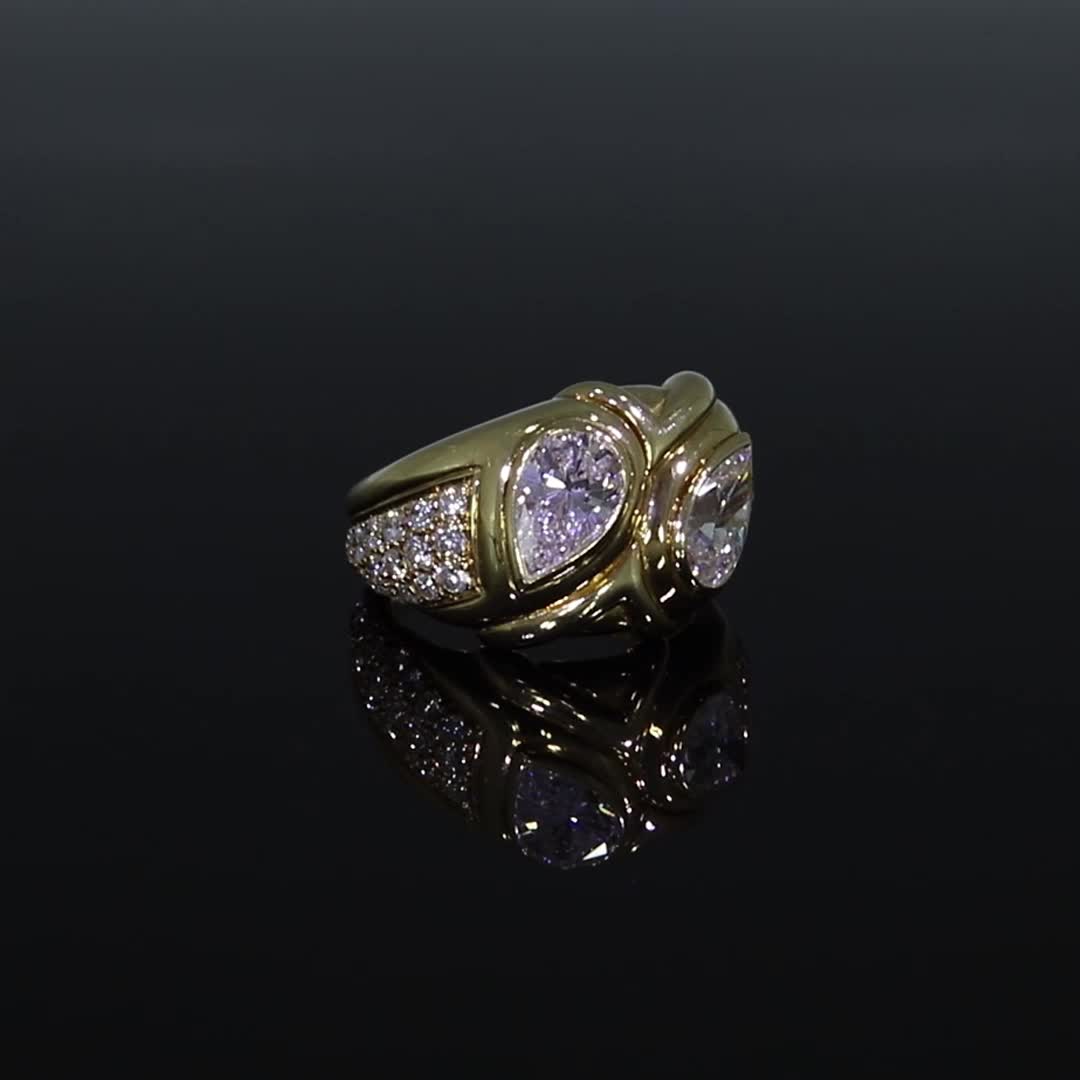1980s Bvlgari Diamond Ring 3.72ct in 18ct Yellow Gold