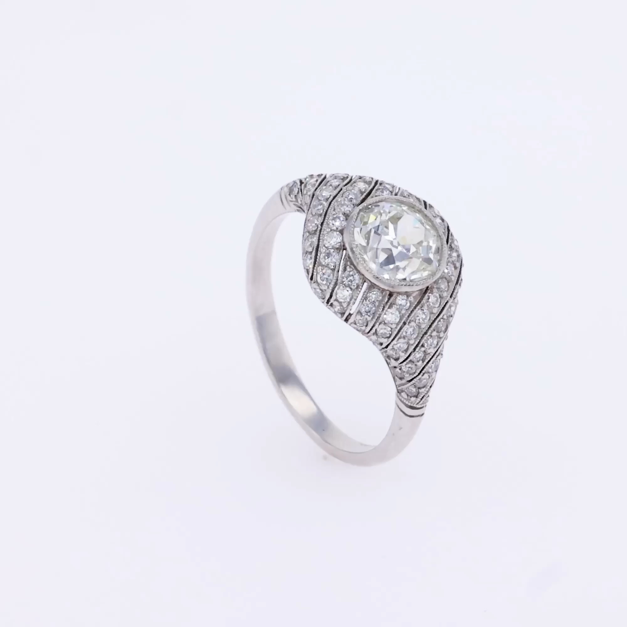Art Deco Inspired 1.00ct Diamond Cluster Ring in Platinum 
