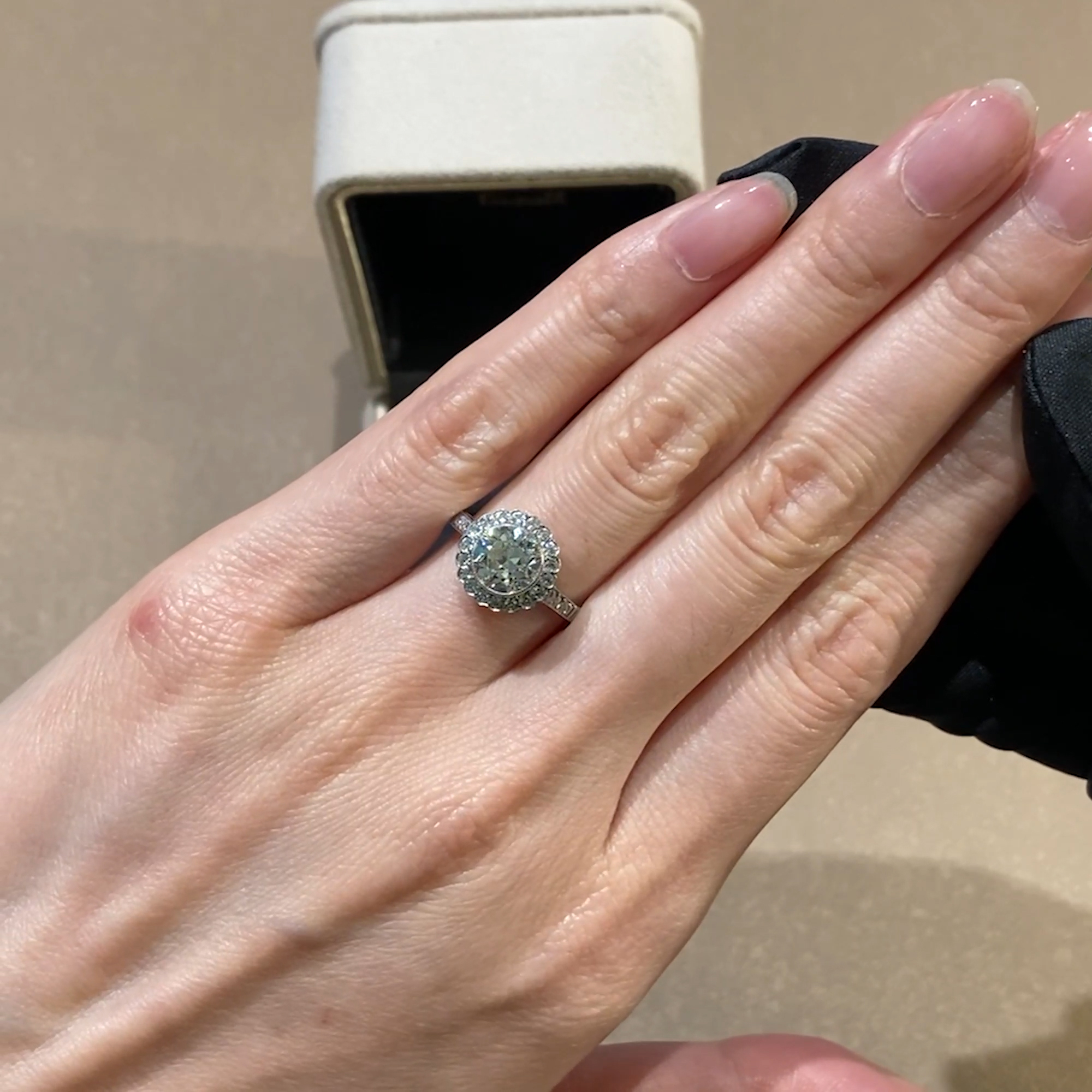 Old Cut 1.68ct Diamond Cluster Ring in Platinum