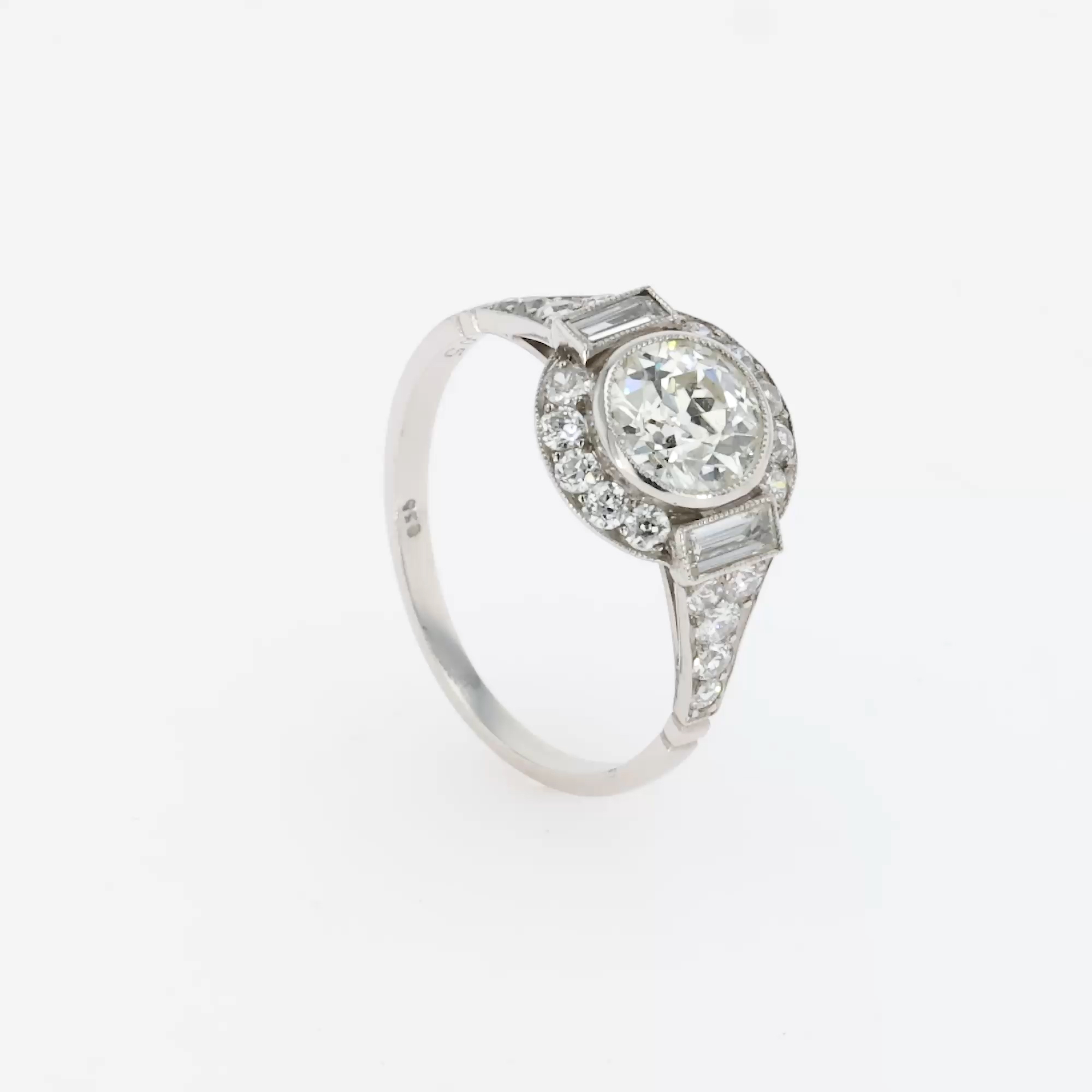 Antique Old Cut 1.05ct Diamond Cluster Ring in Platinum