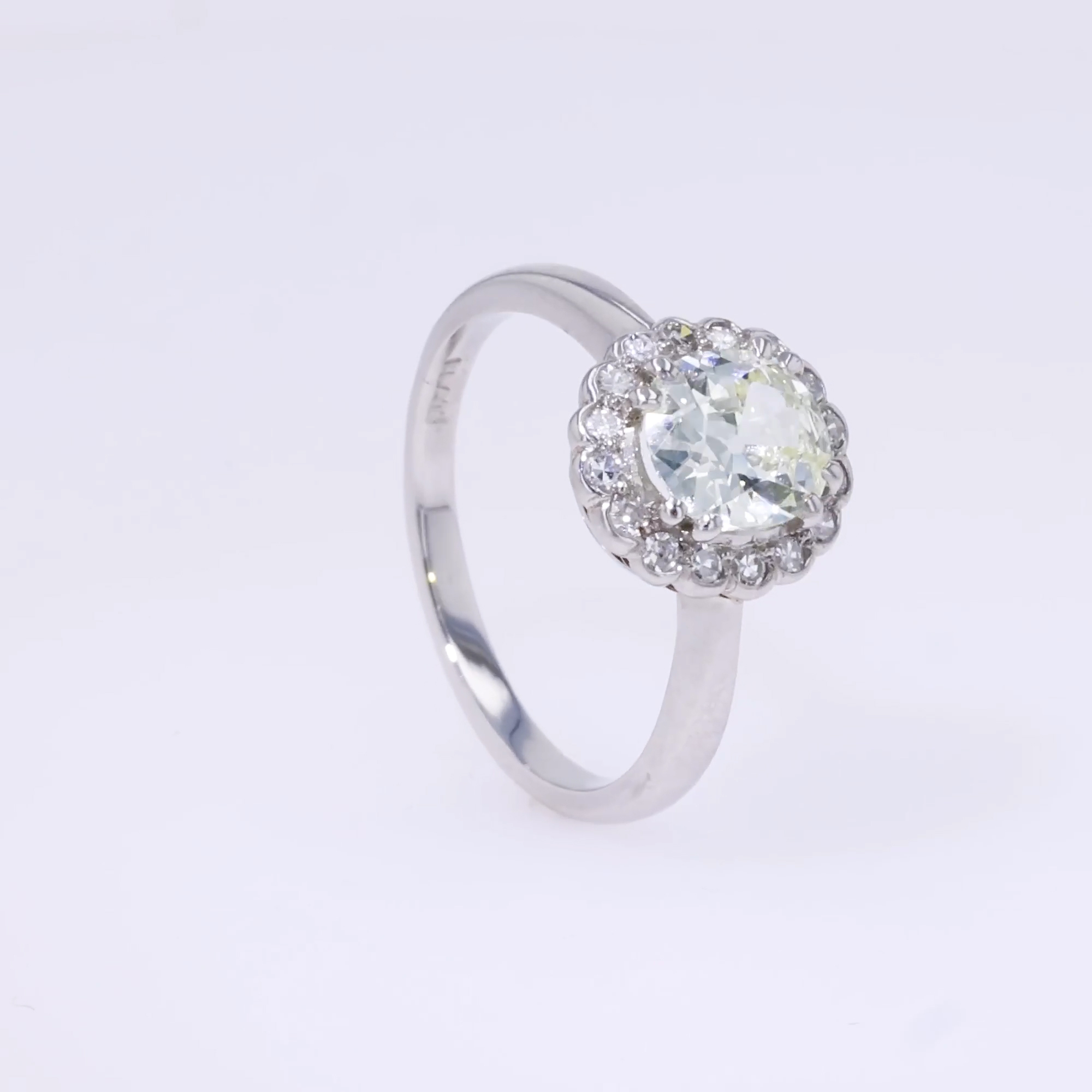 Cushion Cut 1.20ct Diamond Cluster Ring in Platinum
