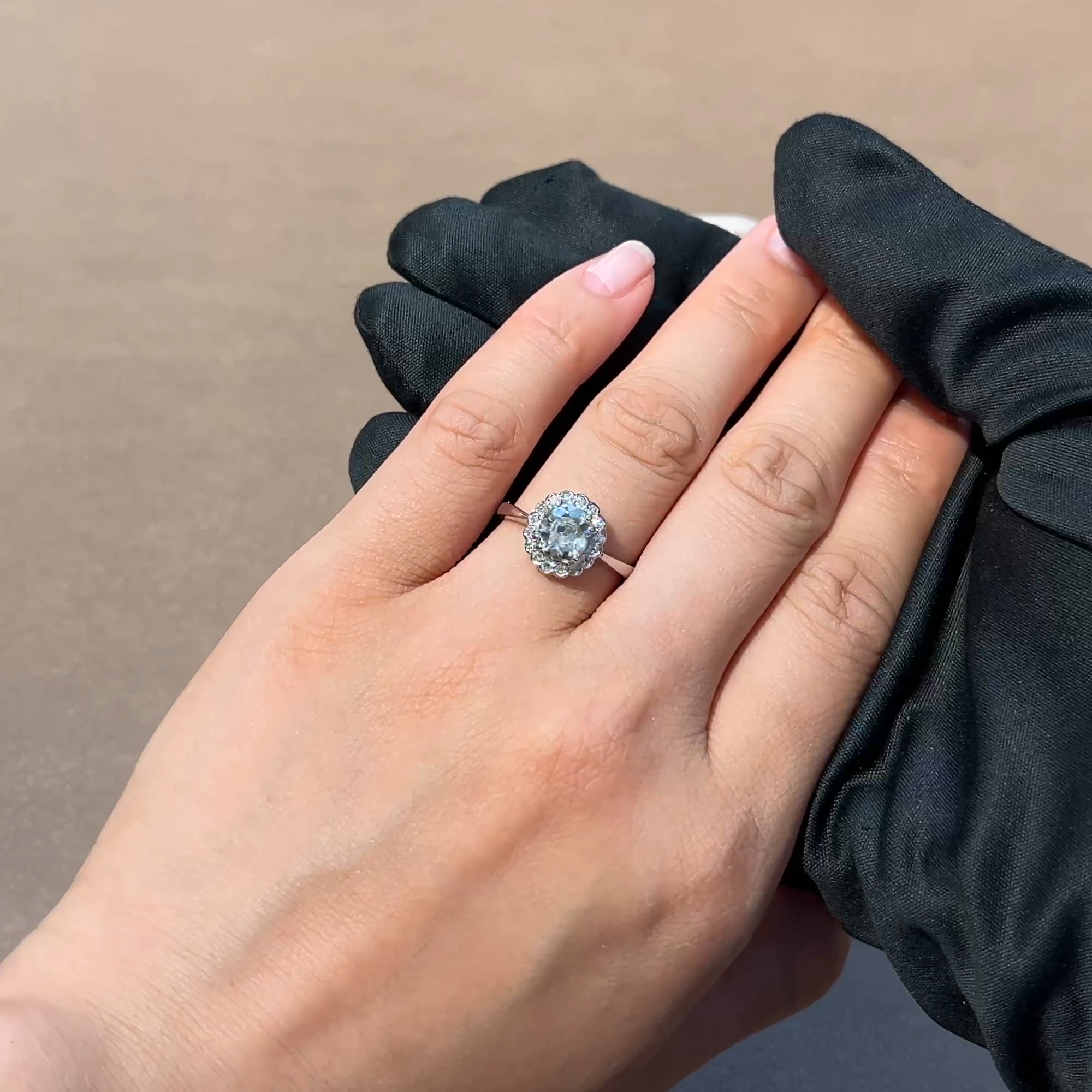 Cushion Cut 1.20ct Diamond Cluster Ring in Platinum