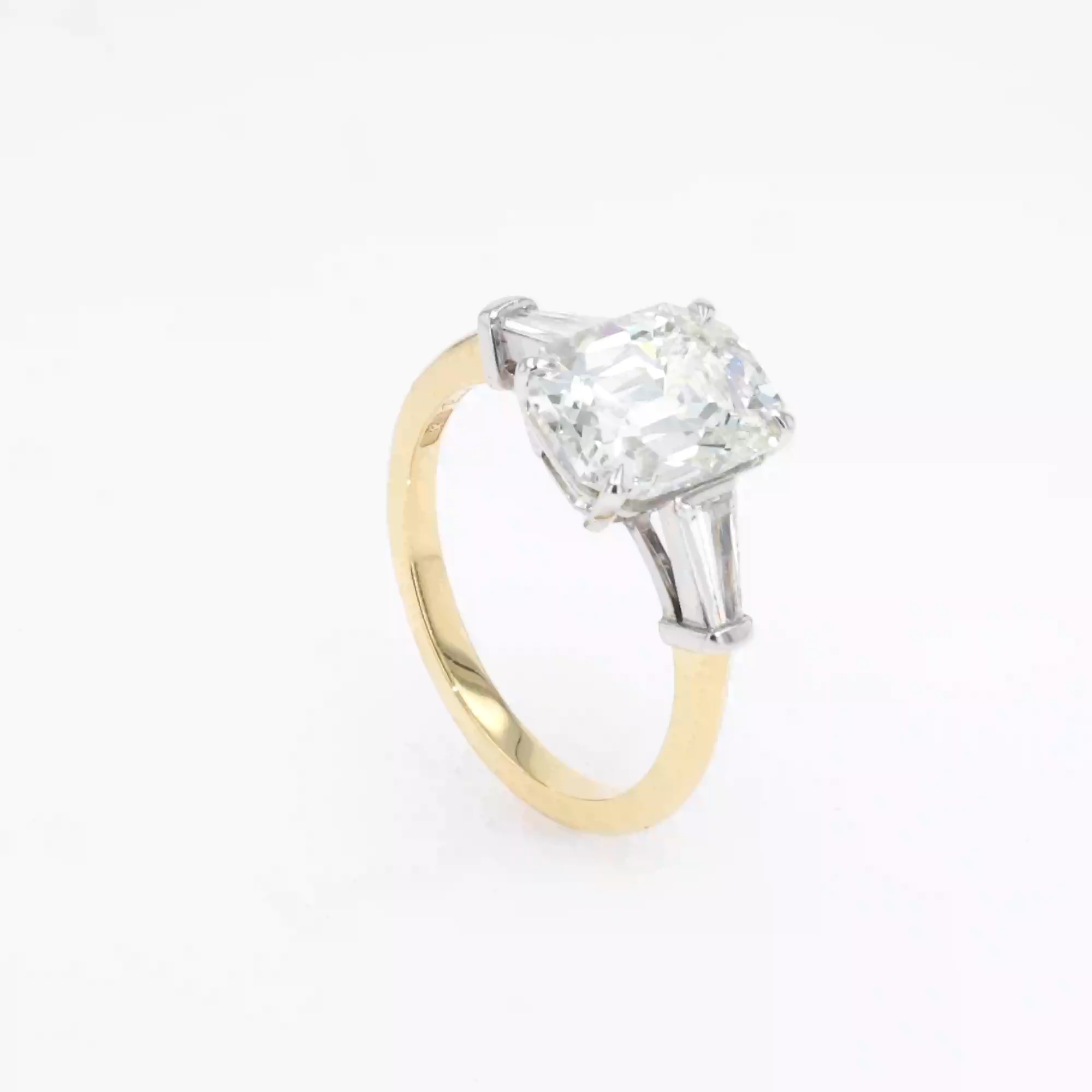 Regency 3.09ct Step Cut Diamond Ring in 18ct Yellow and White Gold