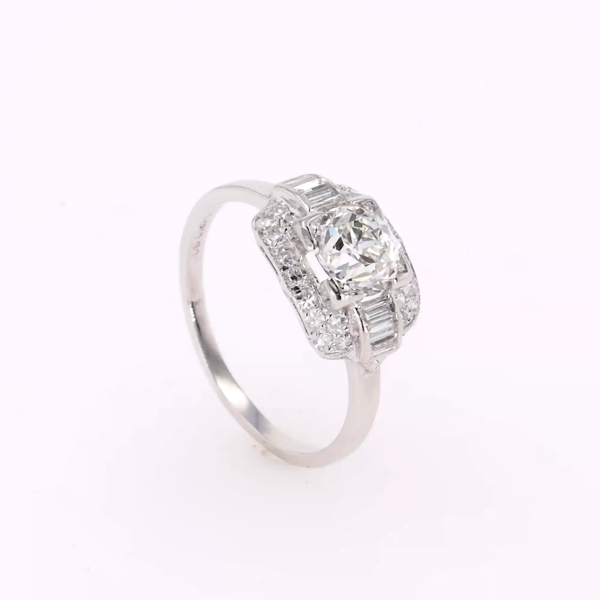 Art Deco Old Cut 0.90ct Diamond Cluster Ring in Platinum