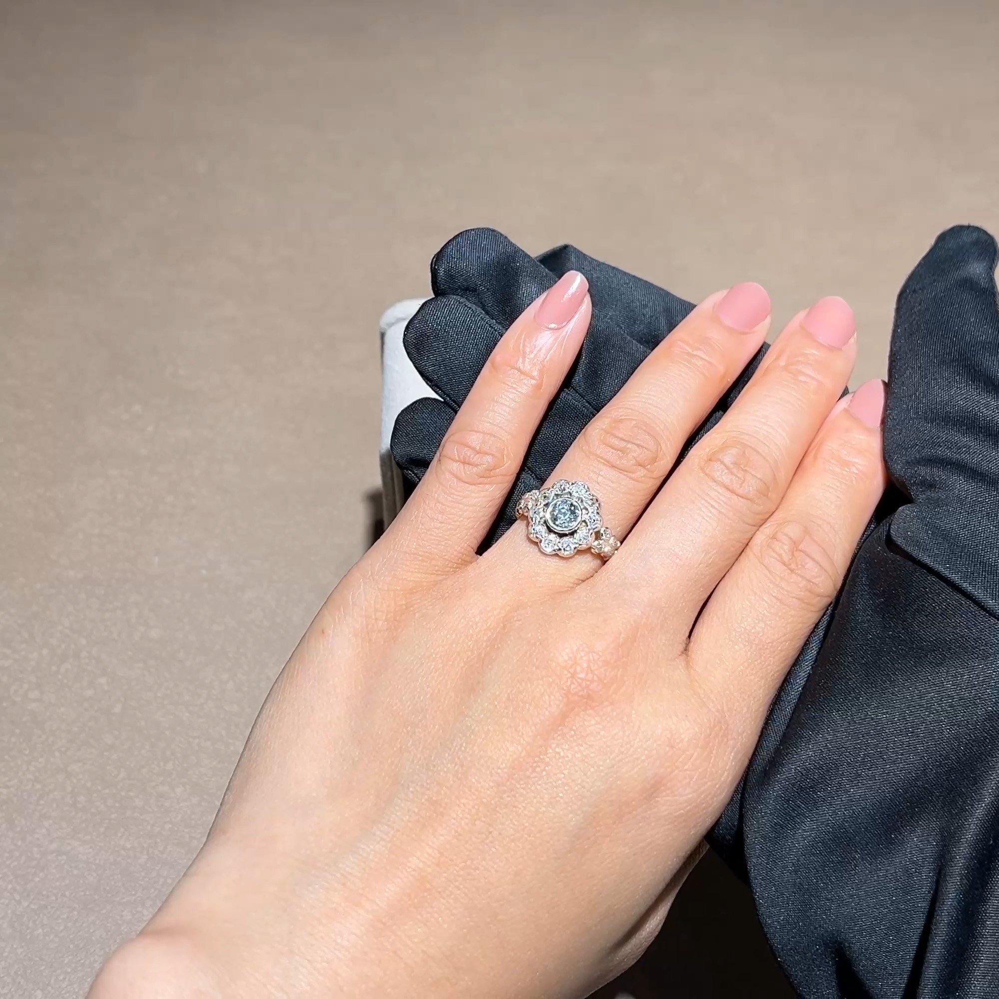 Old Cut 1.80ct Diamond Floral Cluster Ring in 18ct Yellow Gold and Silver