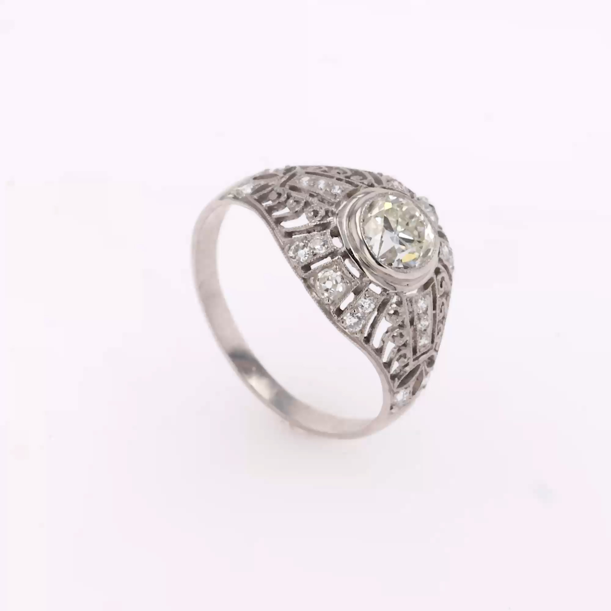 Old European Cut Diamond Ring in Platinum