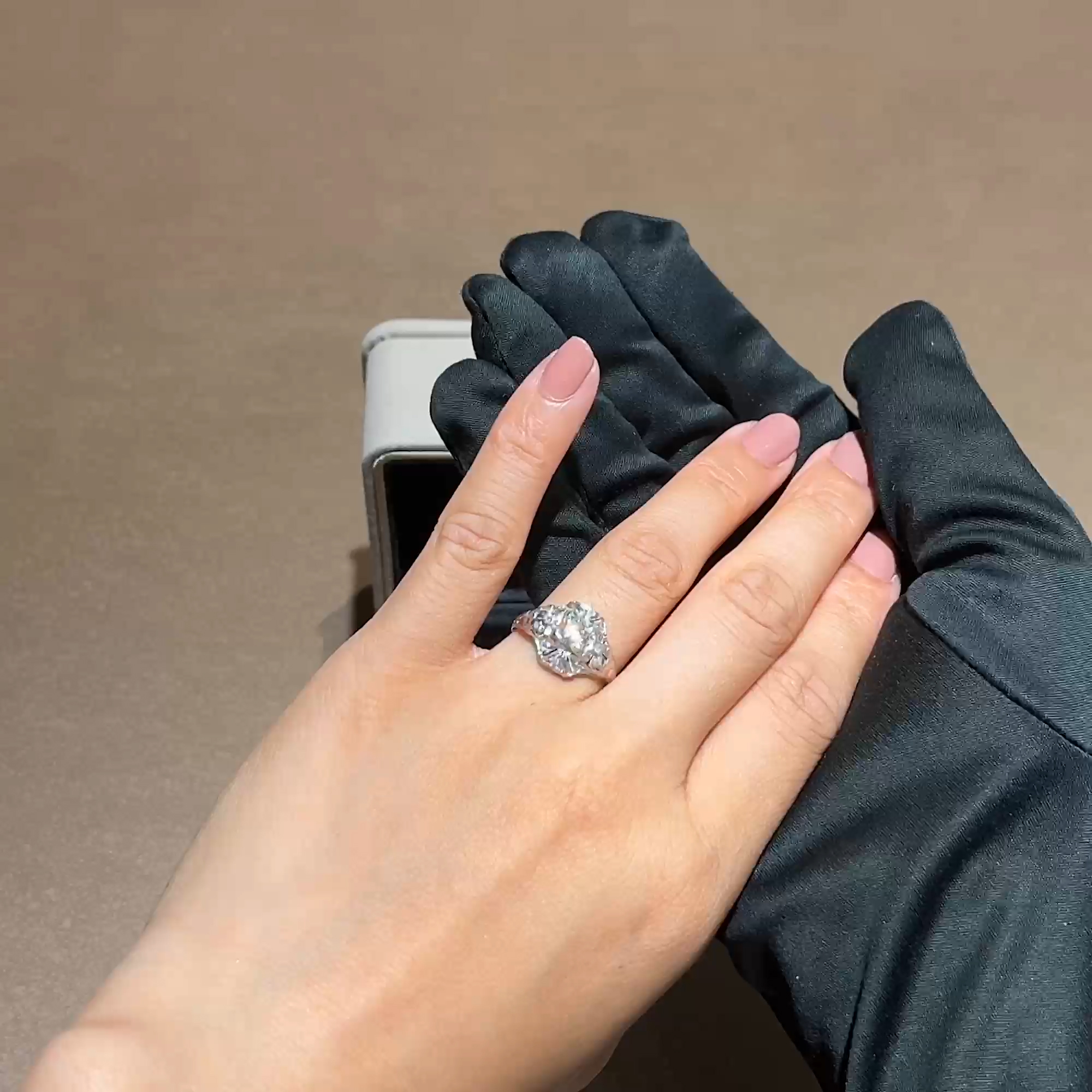 Old European Cut Diamond Cluster Ring in Platinum