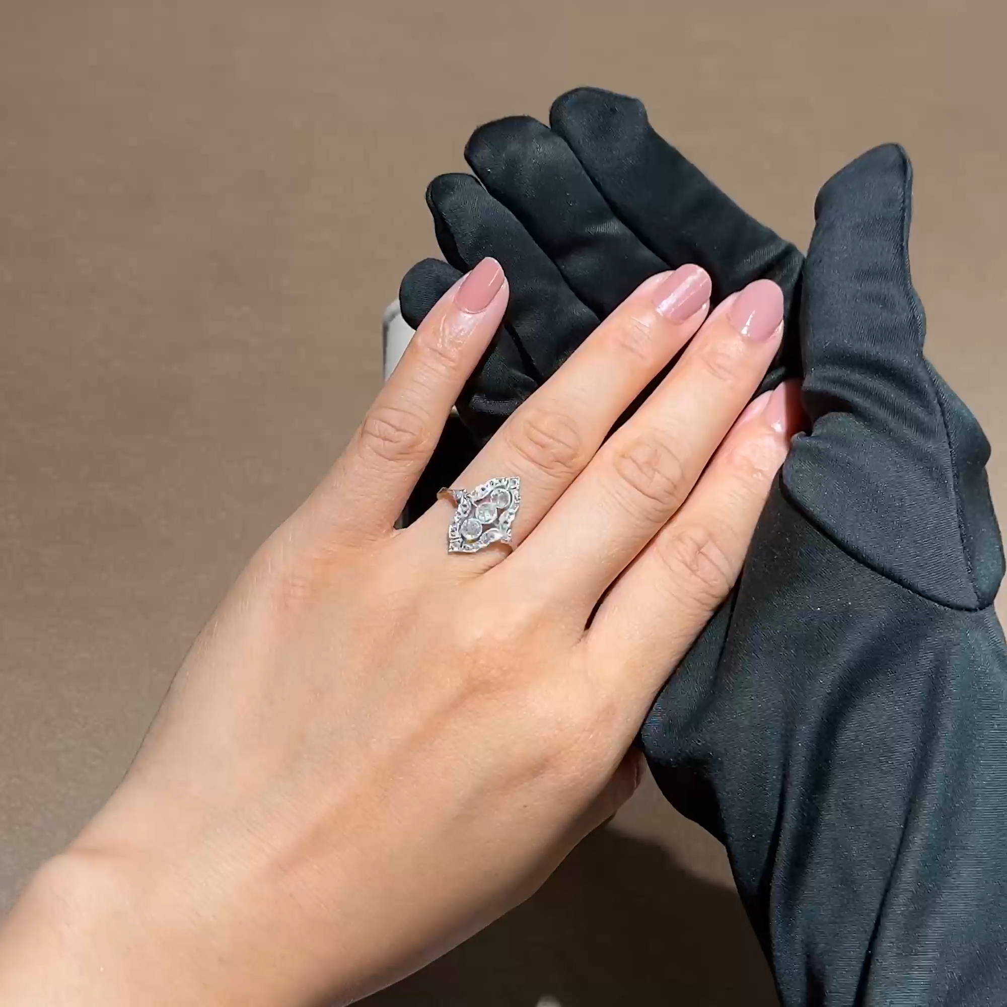 Old European Cut Cut Diamond Cluster Ring in 18ct Yellow and White Gold