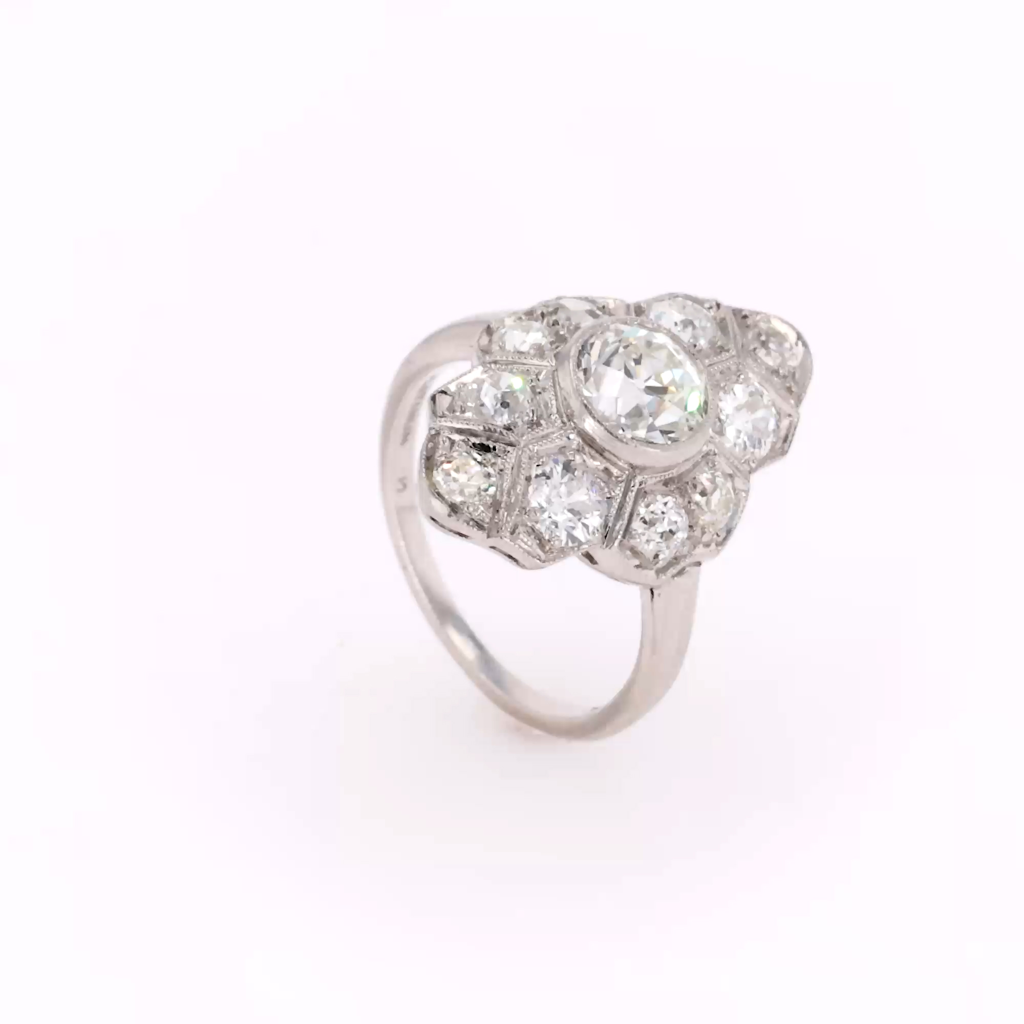 Edwardian Old Cut 0.95ct Diamond Plaque Ring in Platinum
