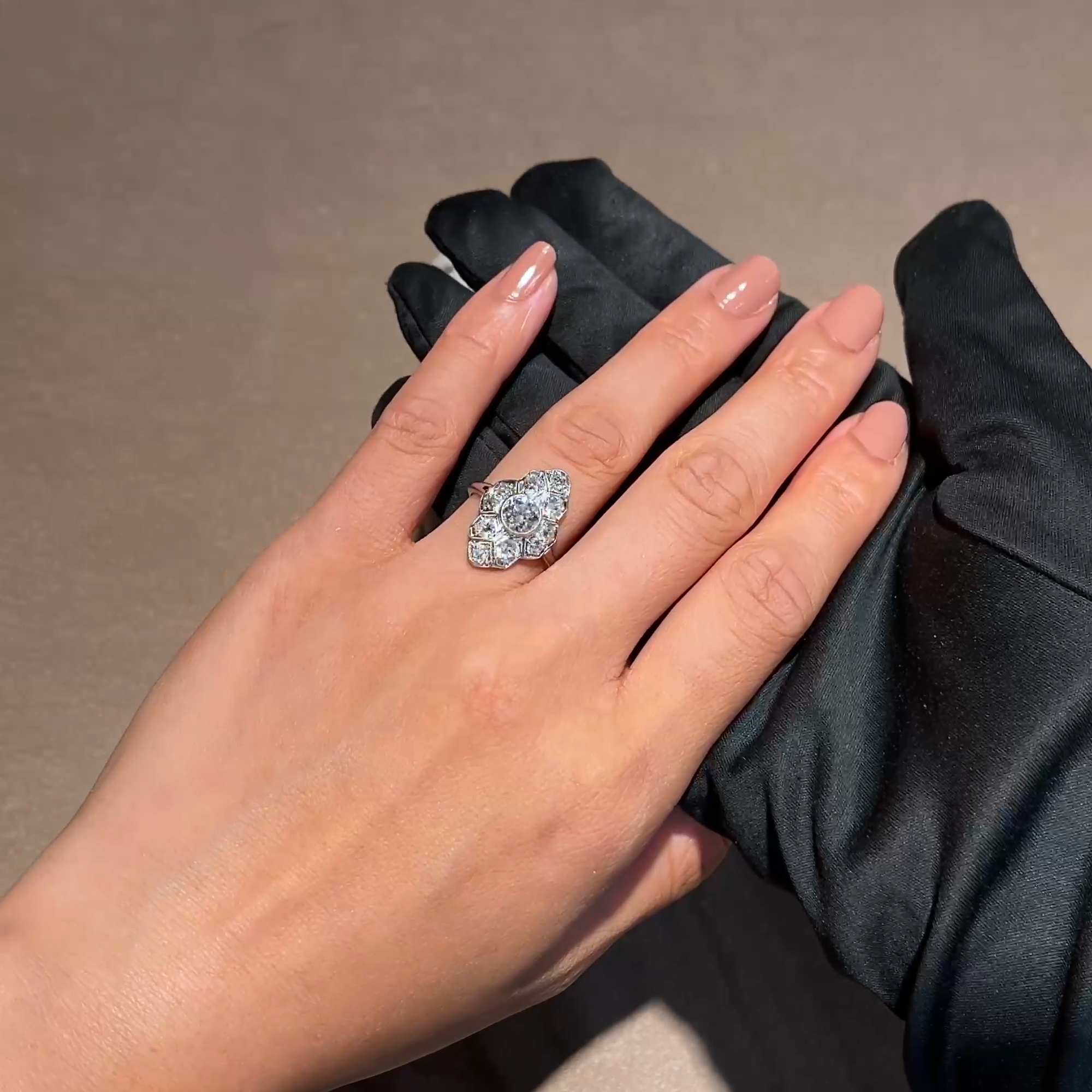Edwardian Old Cut 0.95ct Diamond Plaque Ring in Platinum