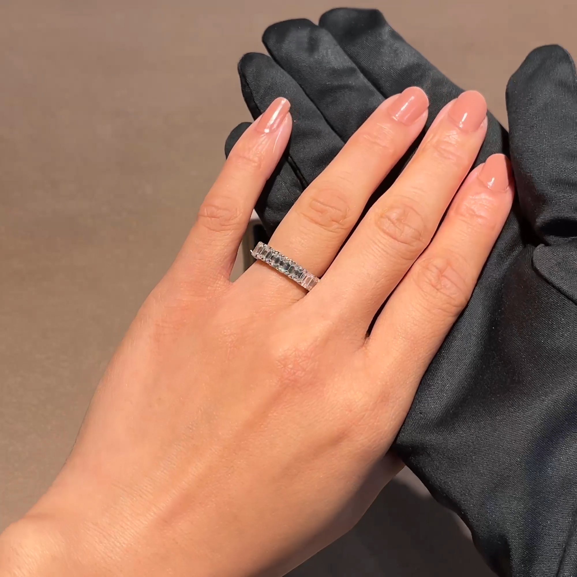 Emerald Cut 4.53ct Diamond Full Eternity Ring in Platinum