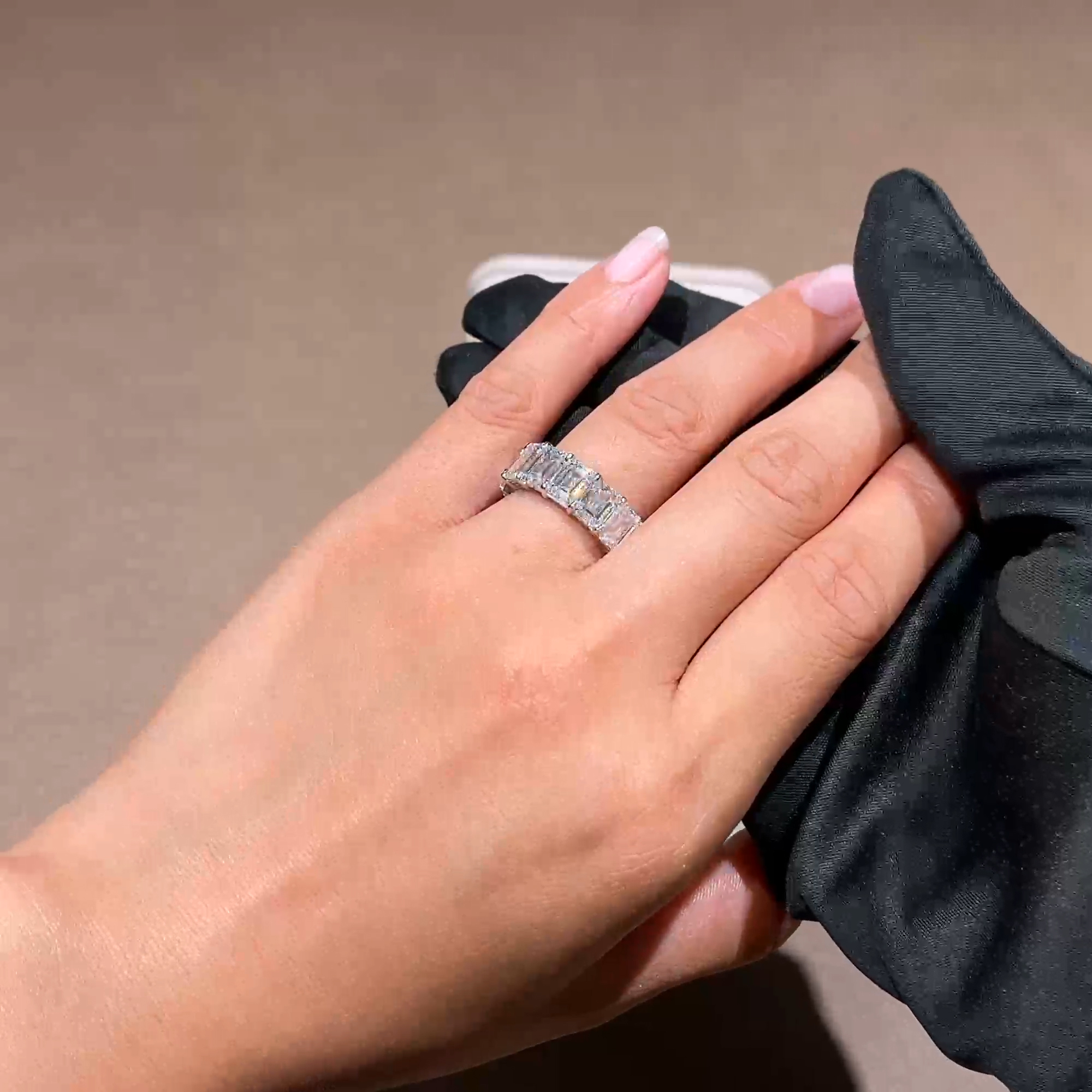 Emerald Cut 14.33cts Diamond Full Eternity Ring in Platinum