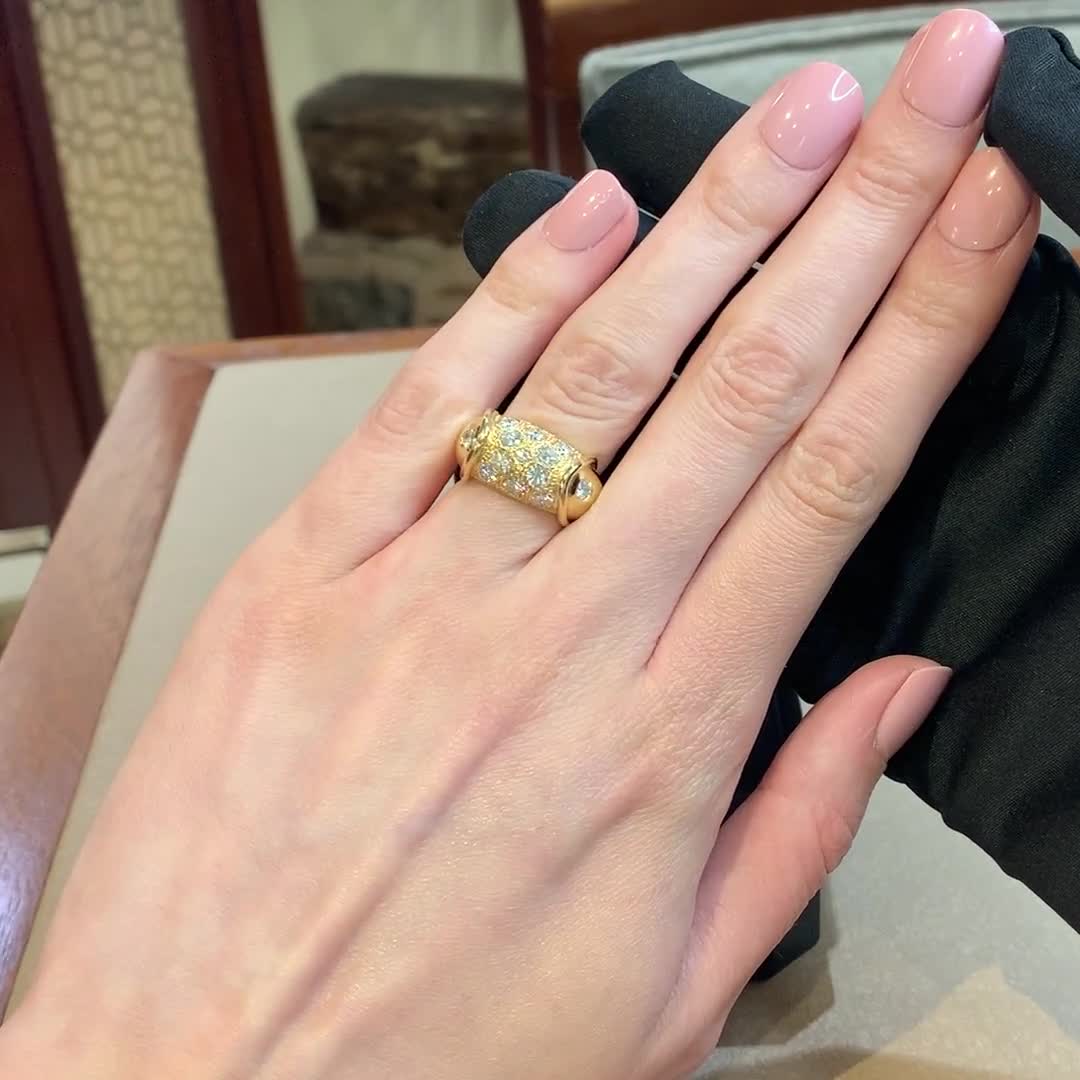 Retro Diamond Cocktail Ring 1.29ct in 18ct Yellow Gold