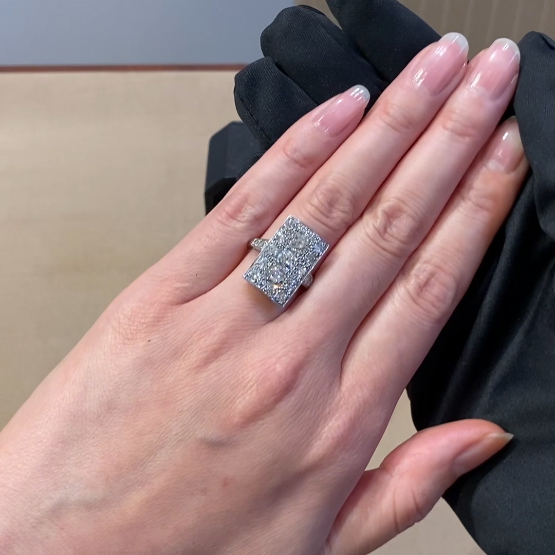 Art Deco Diamond Rectangular Plaque Ring 2.17cts in Platinum