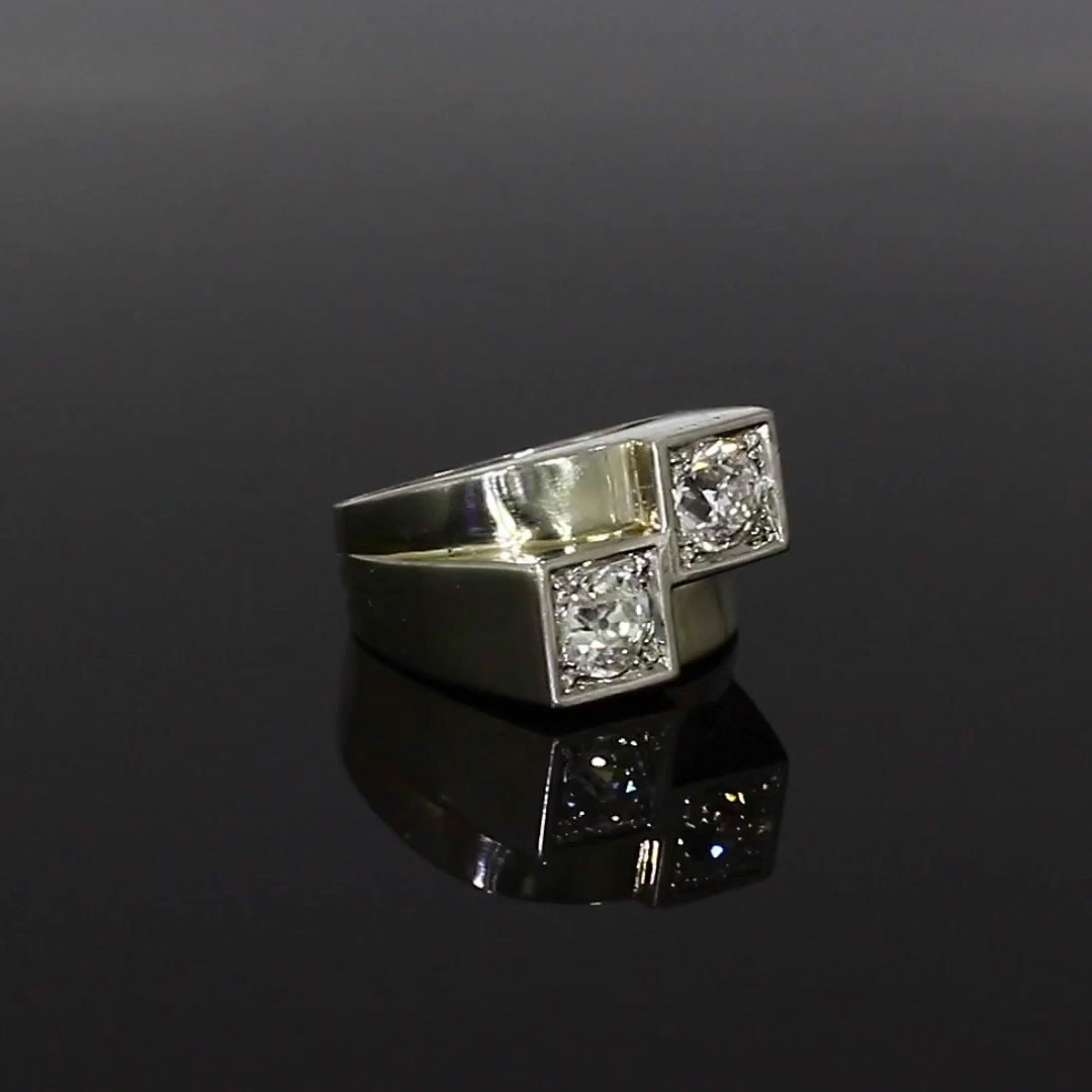 Art Deco Boivin Chevalier Style Ring 1.24ct in 18ct White Gold