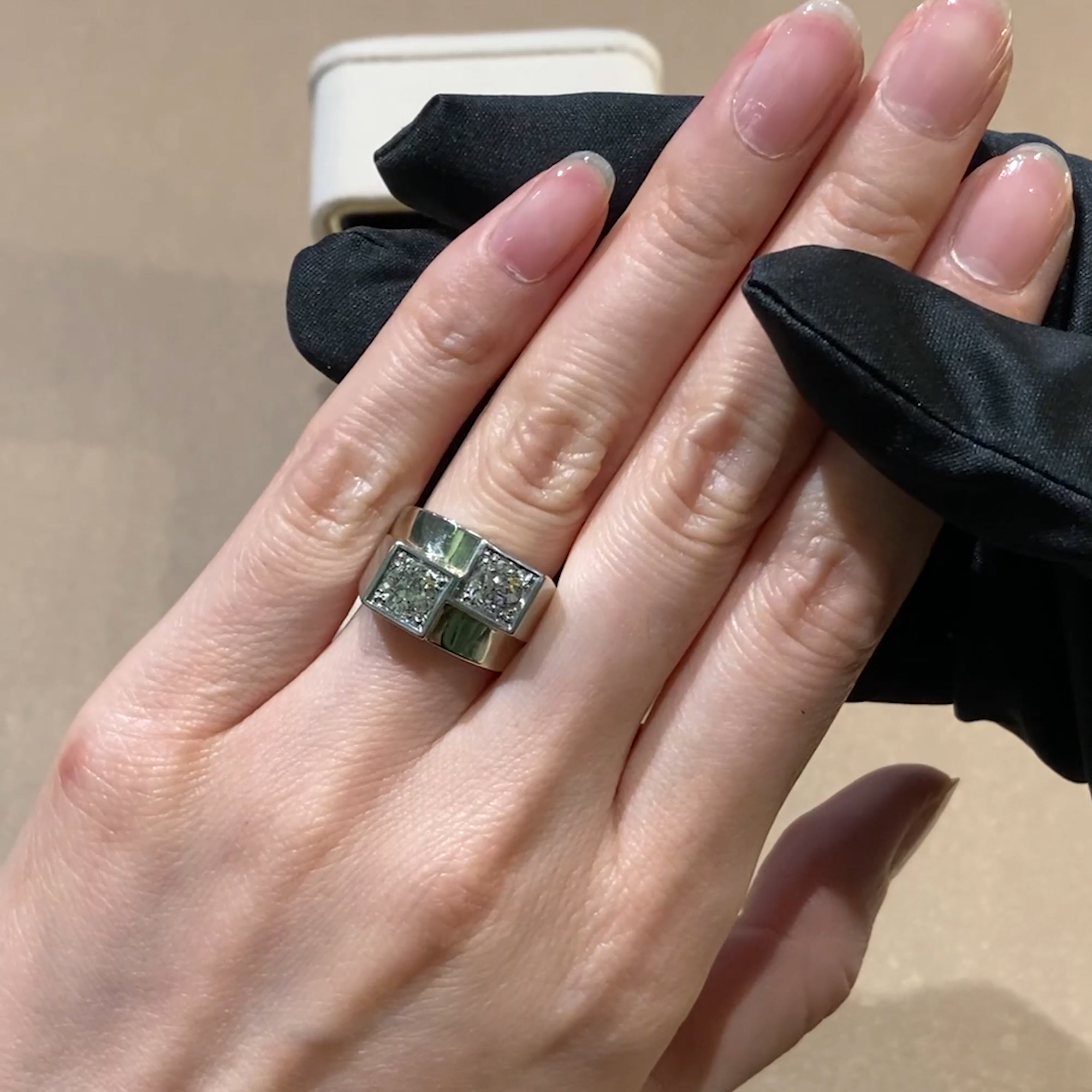 Art Deco Boivin Chevalier Style Ring 1.24ct in 18ct White Gold