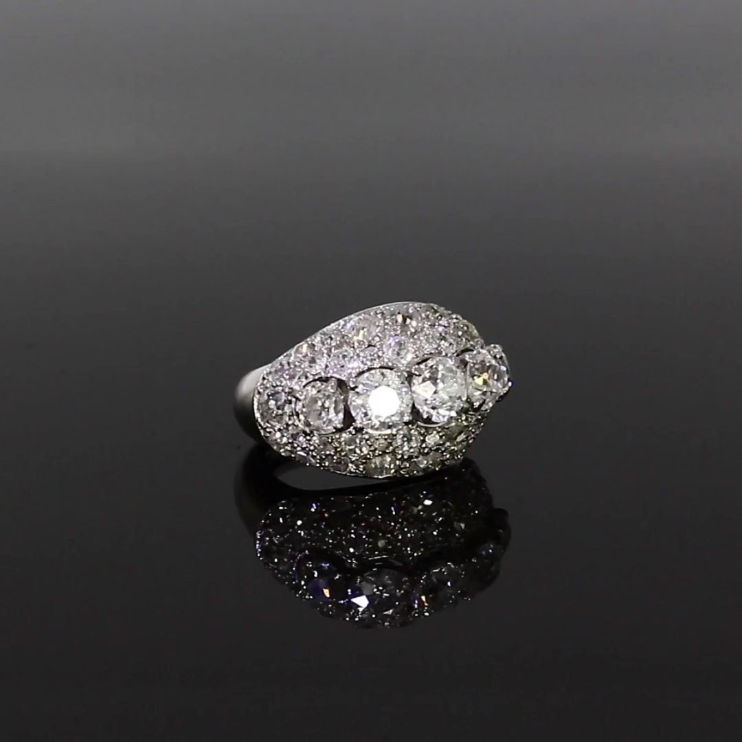 Antique Art Deco Boivin Bombé Ring 4.78ct in Platinum