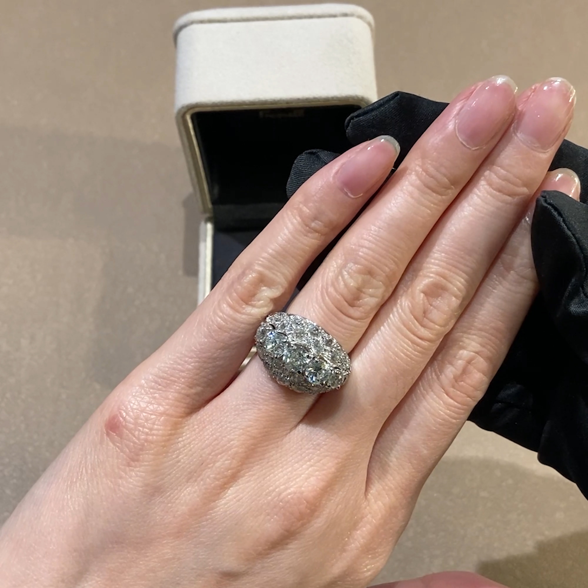 Antique Art Deco Boivin Bombé Ring 4.78ct in Platinum